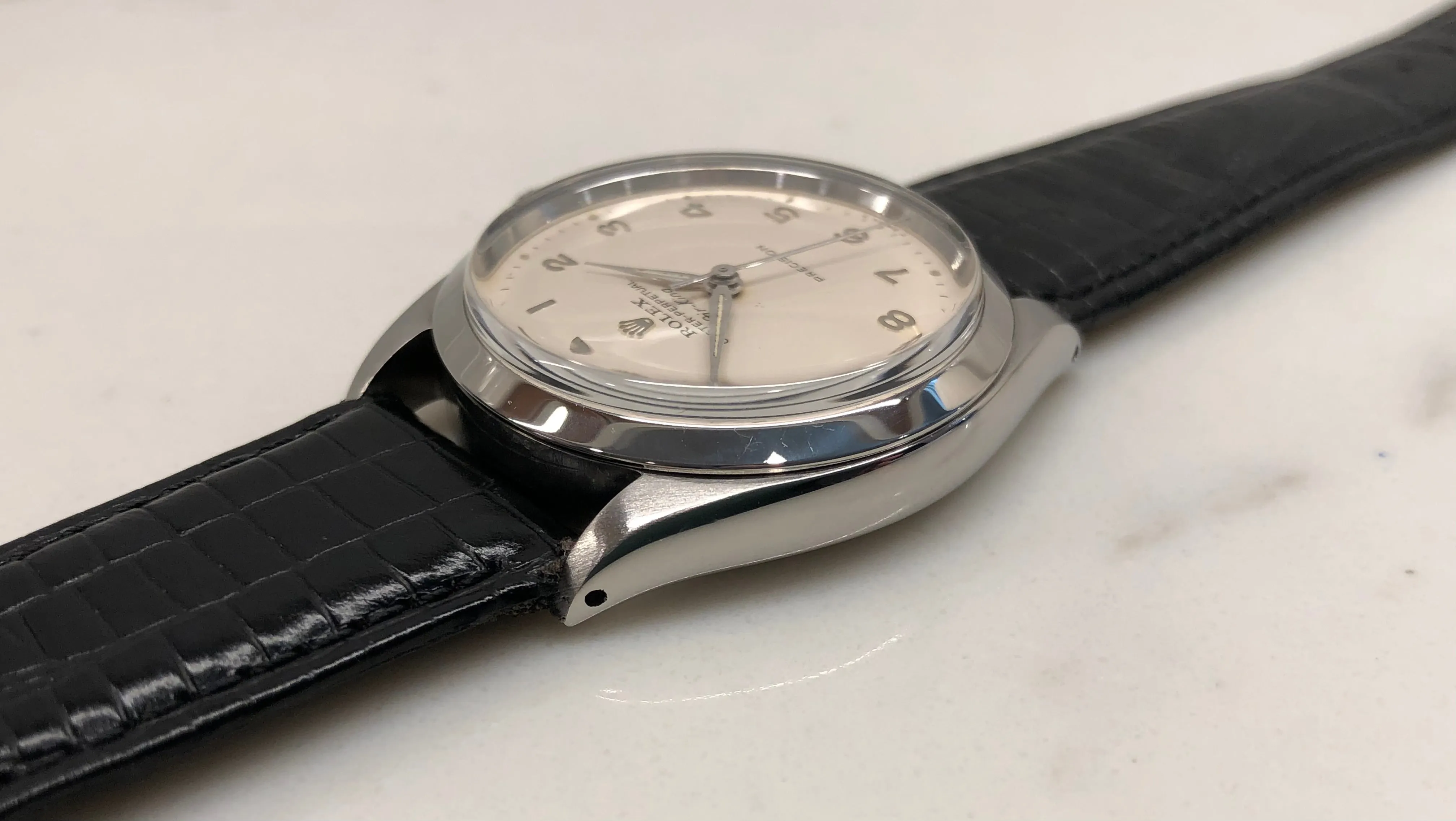 1964 Rolex Air King Precision 5500 Stainless Steel Arabic Dial Automatic Wristwatch