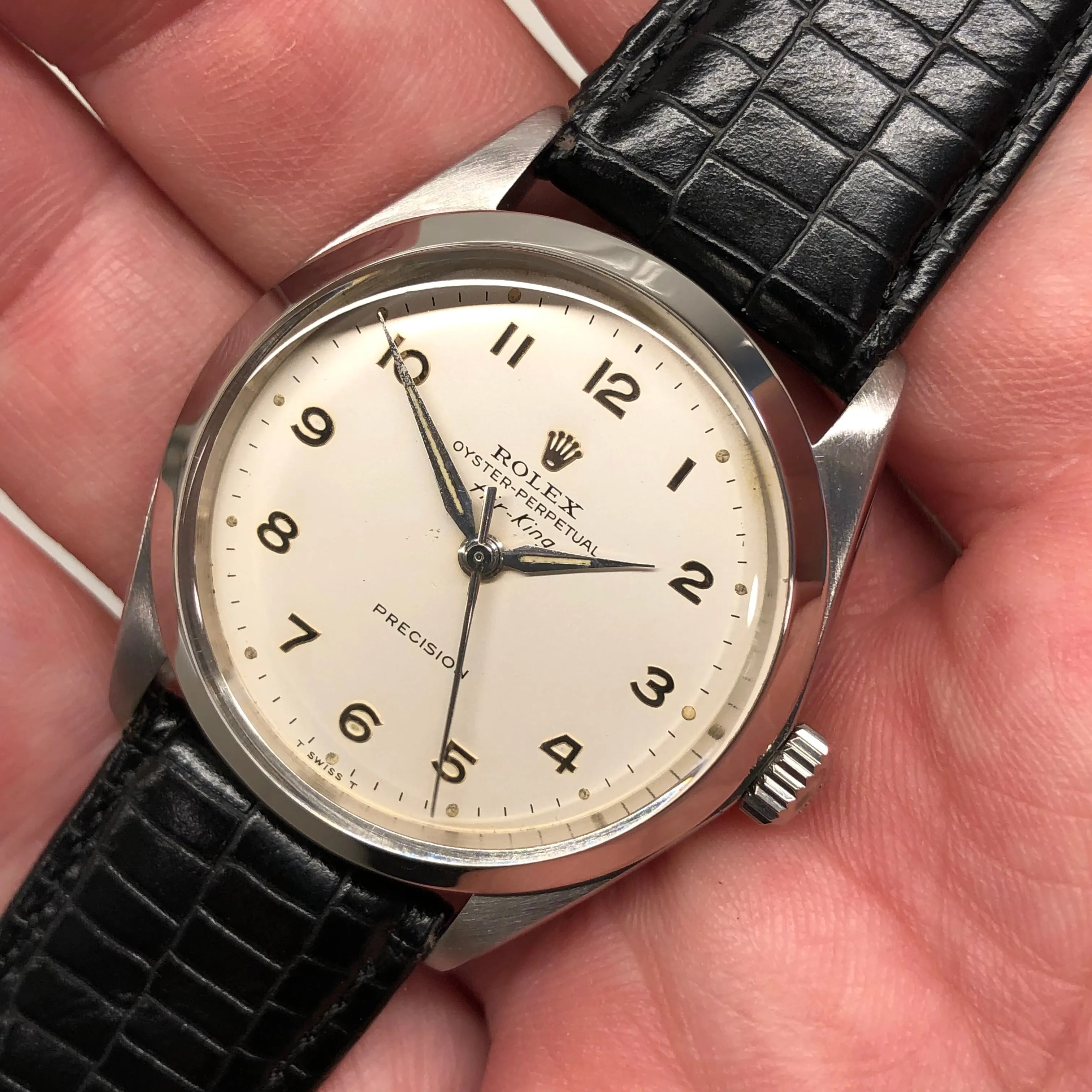 1964 Rolex Air King Precision 5500 Stainless Steel Arabic Dial Automatic Wristwatch
