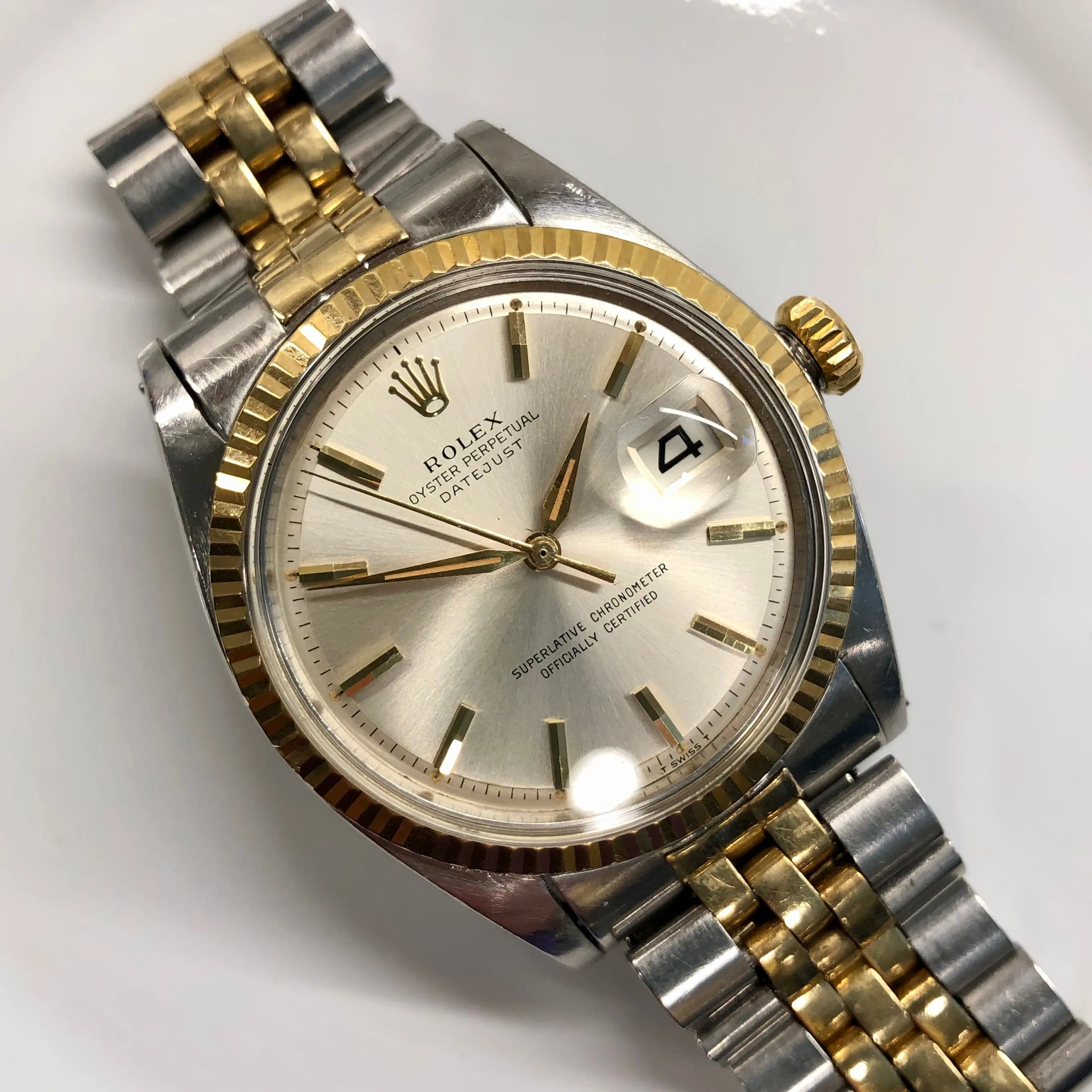 1964 Rolex Datejust 1601 Silver Two Tone Big Logo Jubilee Sword Hands Automatic Wristwatch