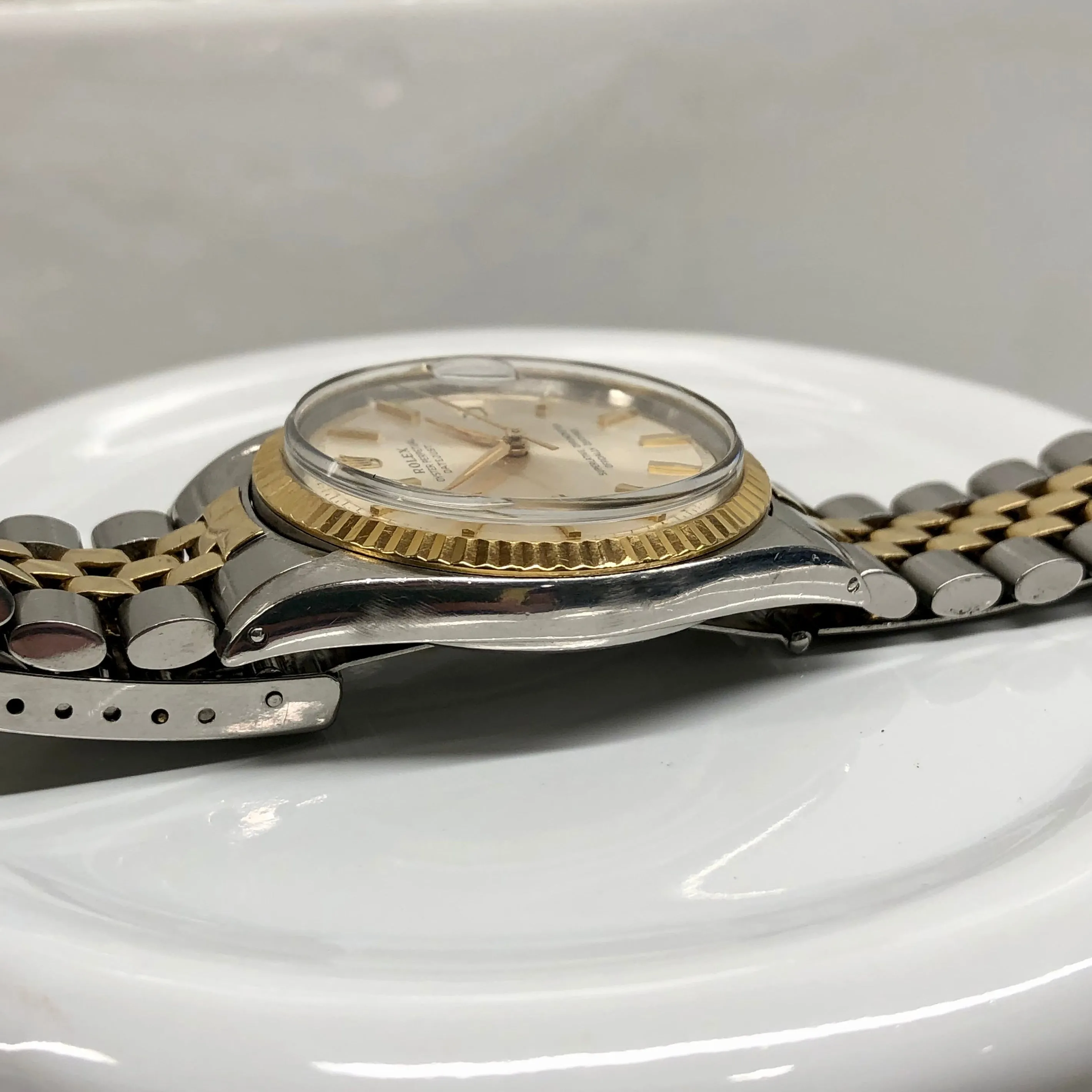 1964 Rolex Datejust 1601 Silver Two Tone Big Logo Jubilee Sword Hands Automatic Wristwatch