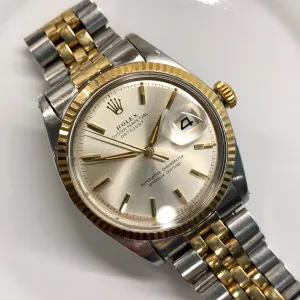 1964 Rolex Datejust 1601 Silver Two Tone Big Logo Jubilee Sword Hands Automatic Wristwatch