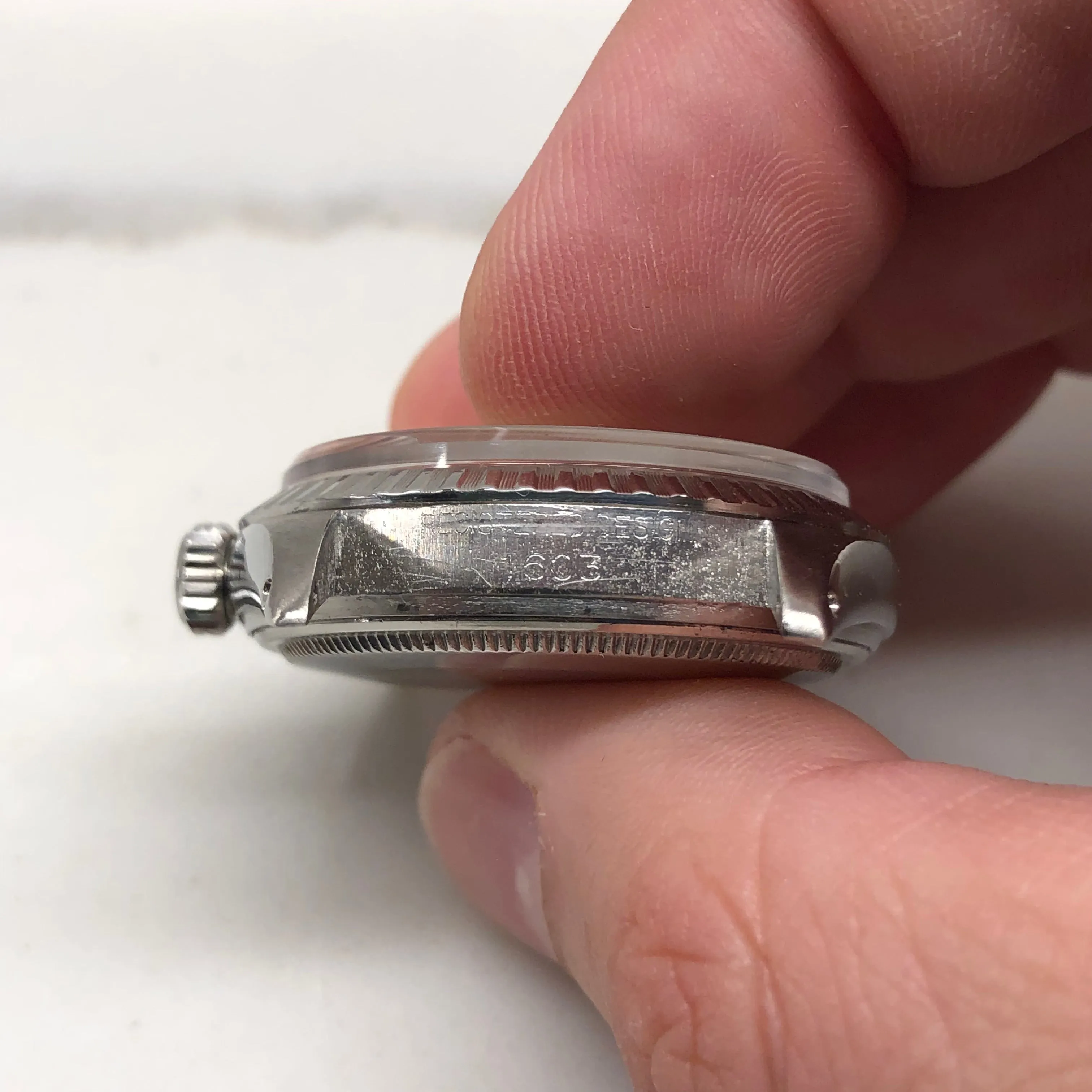 1964 Rolex Datejust 1603 Underline Dial Steel Engine Turned Jubilee Automatic Wristwatch