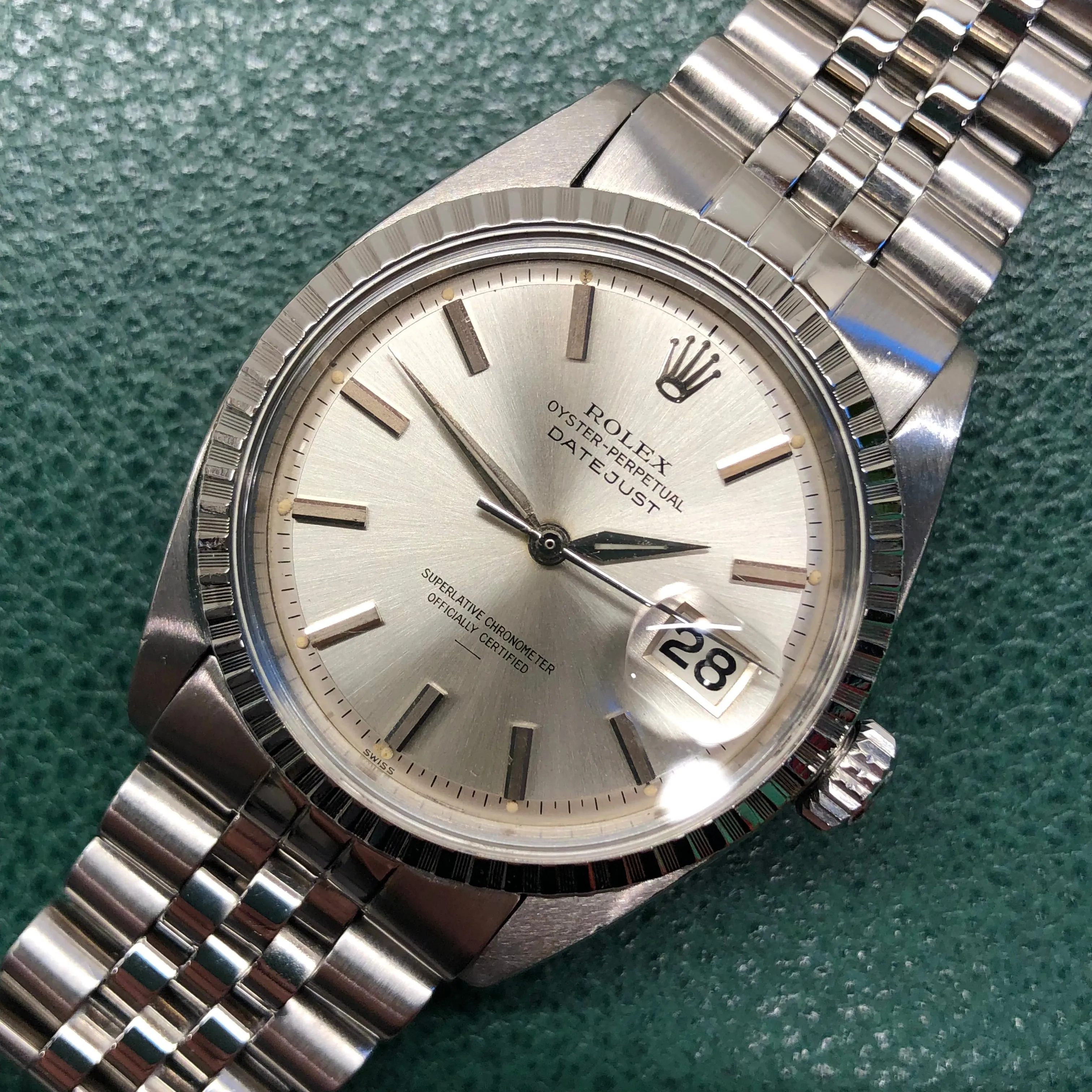 1964 Rolex Datejust 1603 Underline Dial Steel Engine Turned Jubilee Automatic Wristwatch