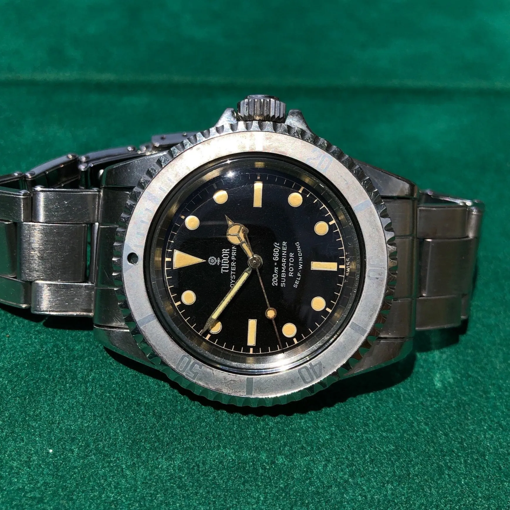 1964 Tudor Submariner 7928 Gilt Chapter Ring Oyster Prince Ghost Bezel Unpolished Wristwatch