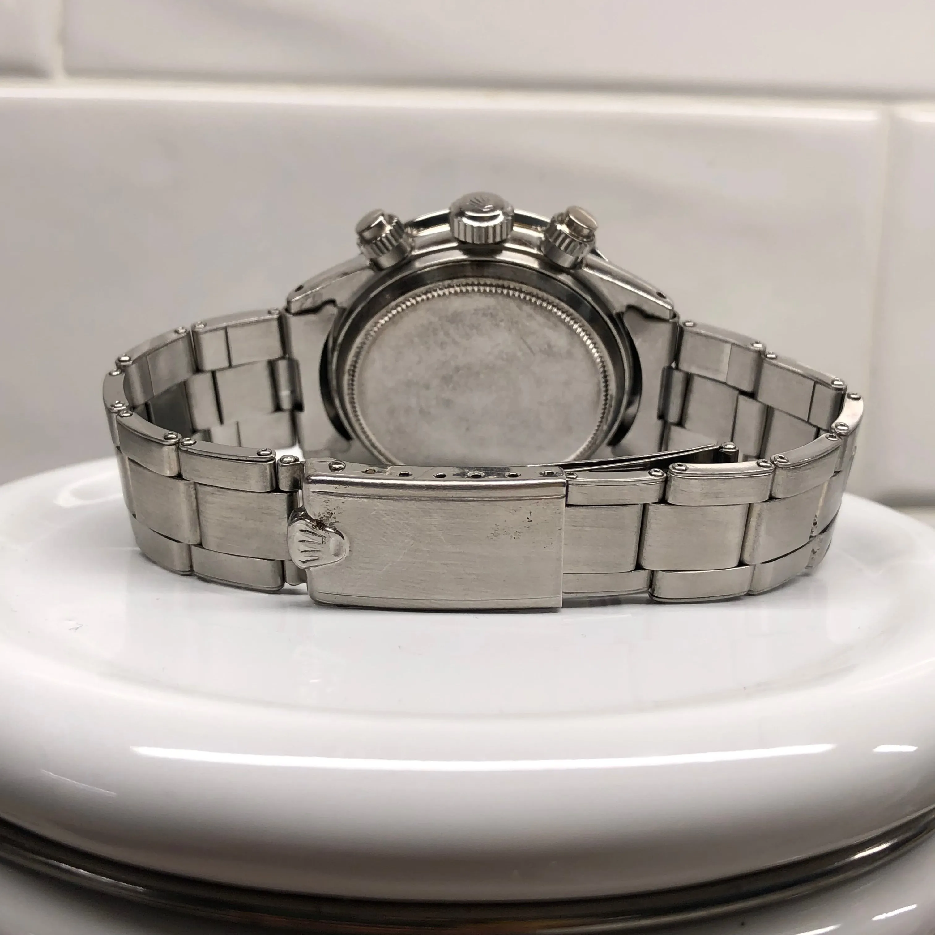 1966 Rolex Daytona 6240 Cosmograph Silver Steel Oyster Chronograph Wristwatch