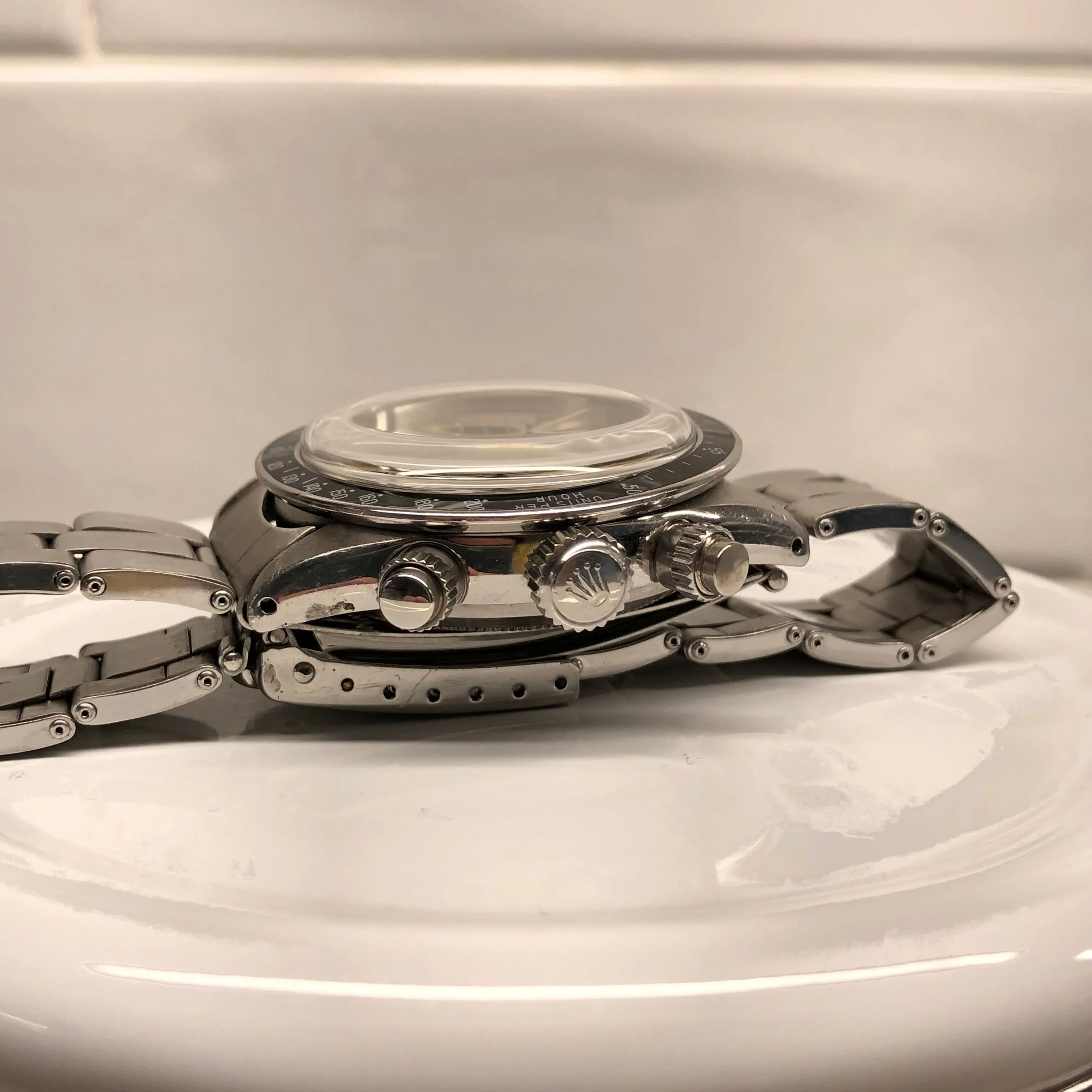 1966 Rolex Daytona 6240 Cosmograph Silver Steel Oyster Chronograph Wristwatch