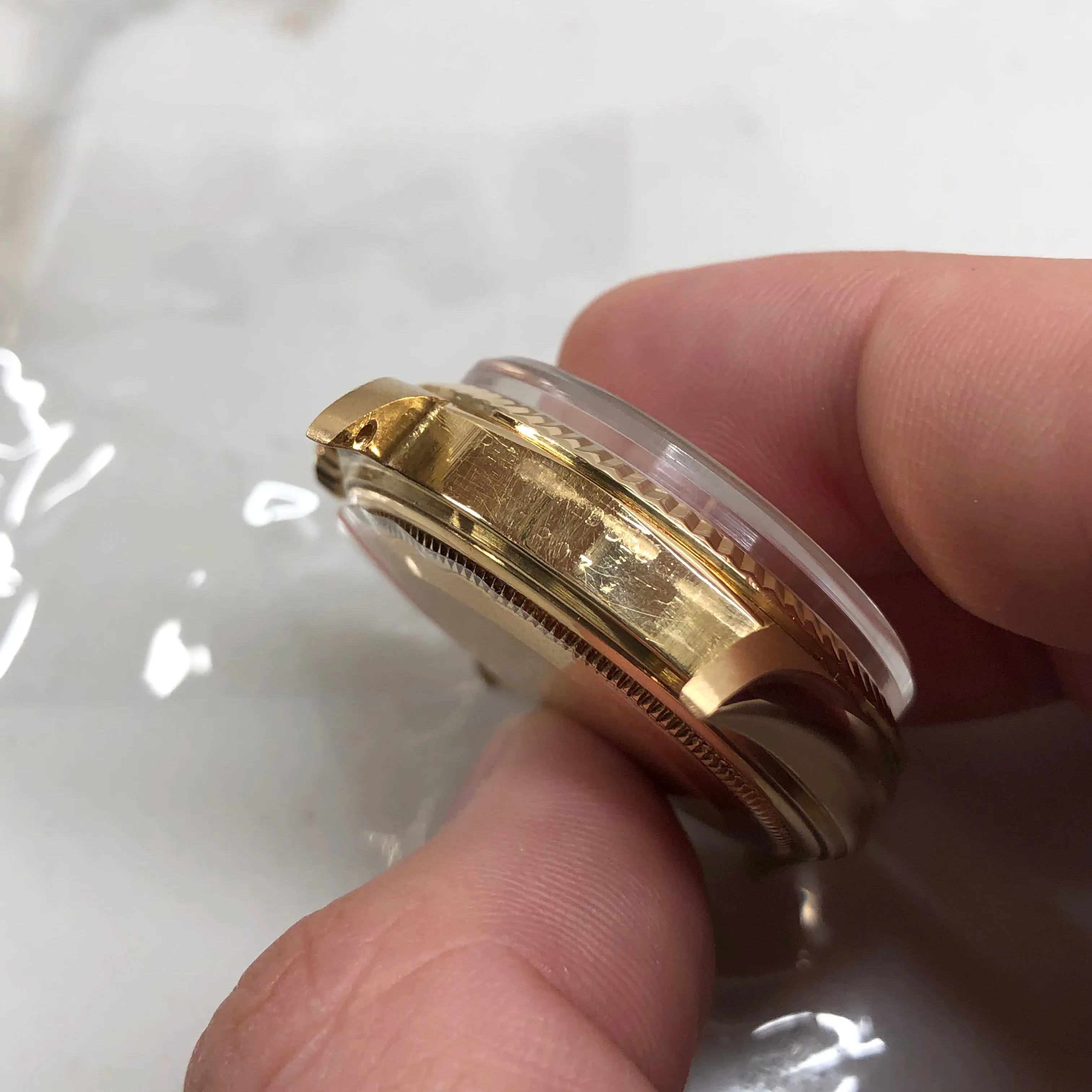 1966 Rolex President 1803 Day Date Yellow Gold Silver Tritium Pie Pan Wristwatch