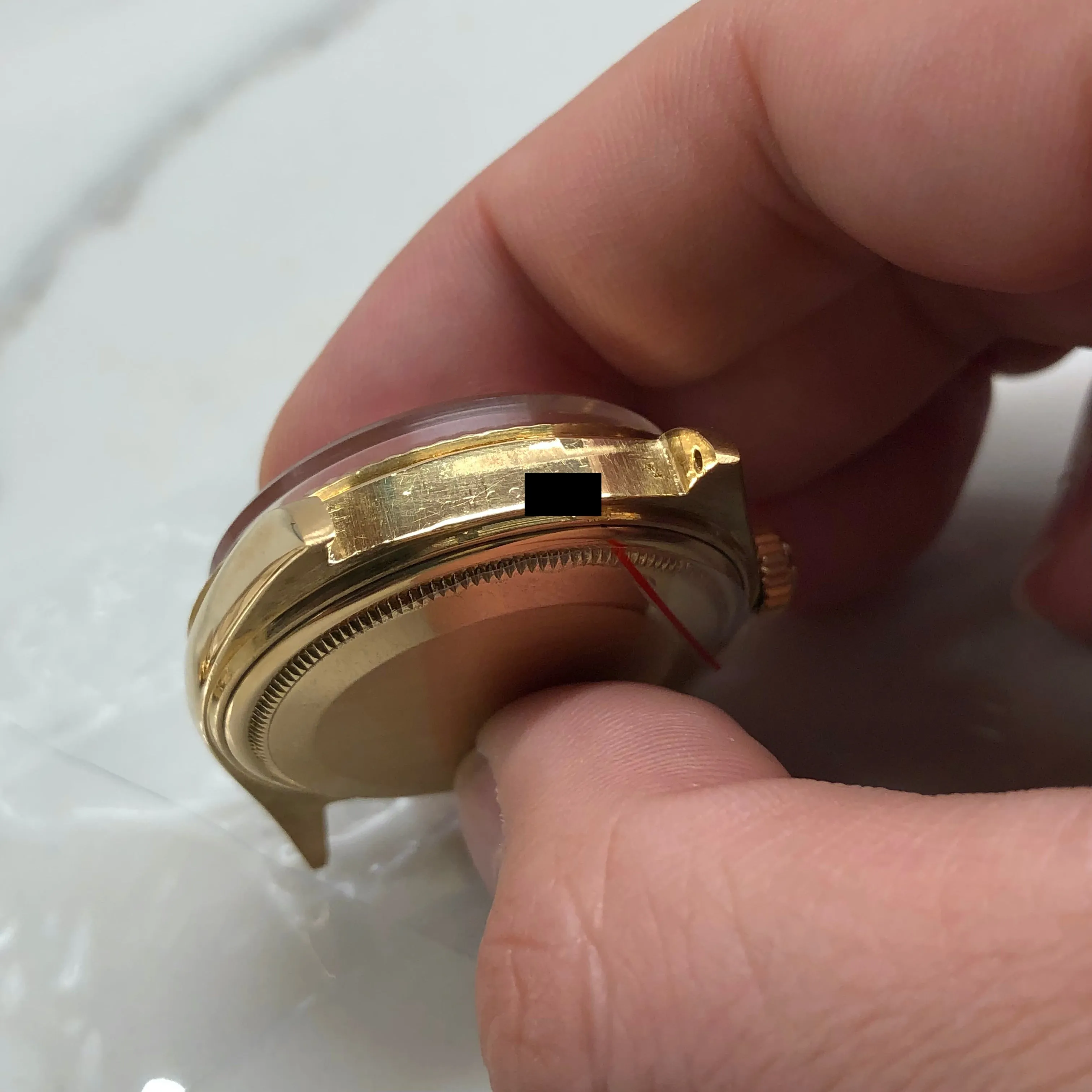 1966 Rolex President 1803 Day Date Yellow Gold Silver Tritium Pie Pan Wristwatch