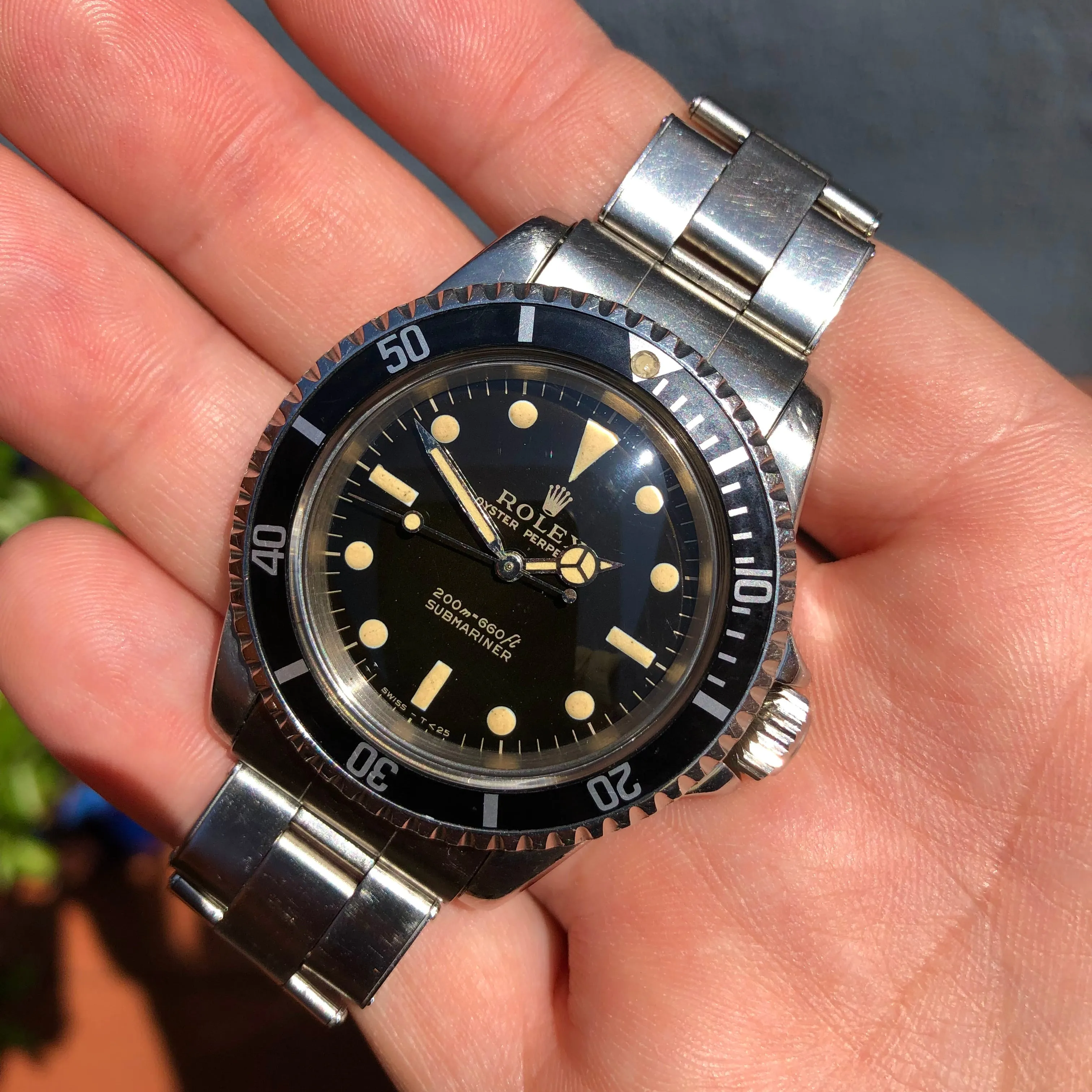 1966 Rolex Submariner 5513 Meters First Gilt Glossy Fat Font Wristwatch
