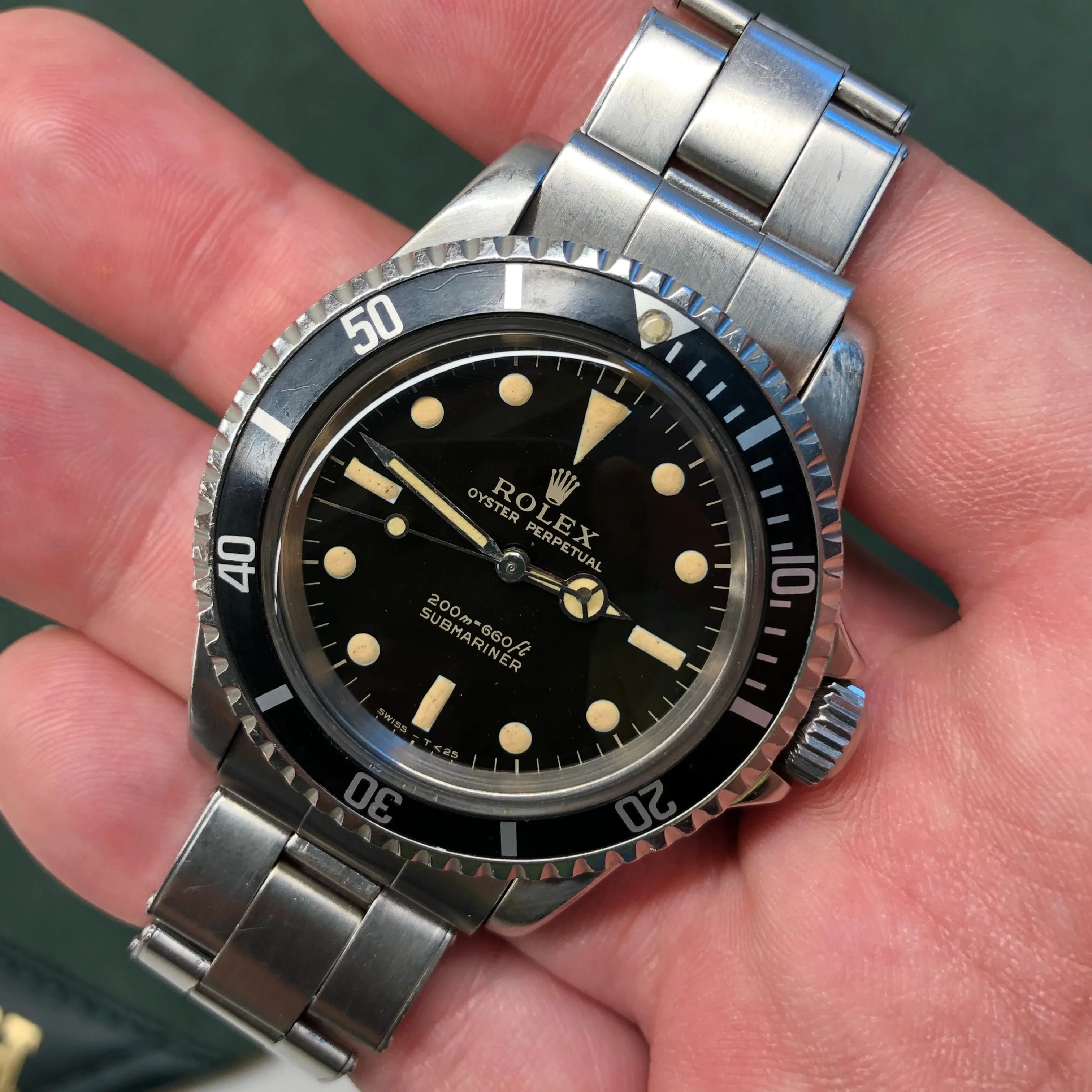 1966 Rolex Submariner 5513 Meters First Gilt Glossy Fat Font Wristwatch