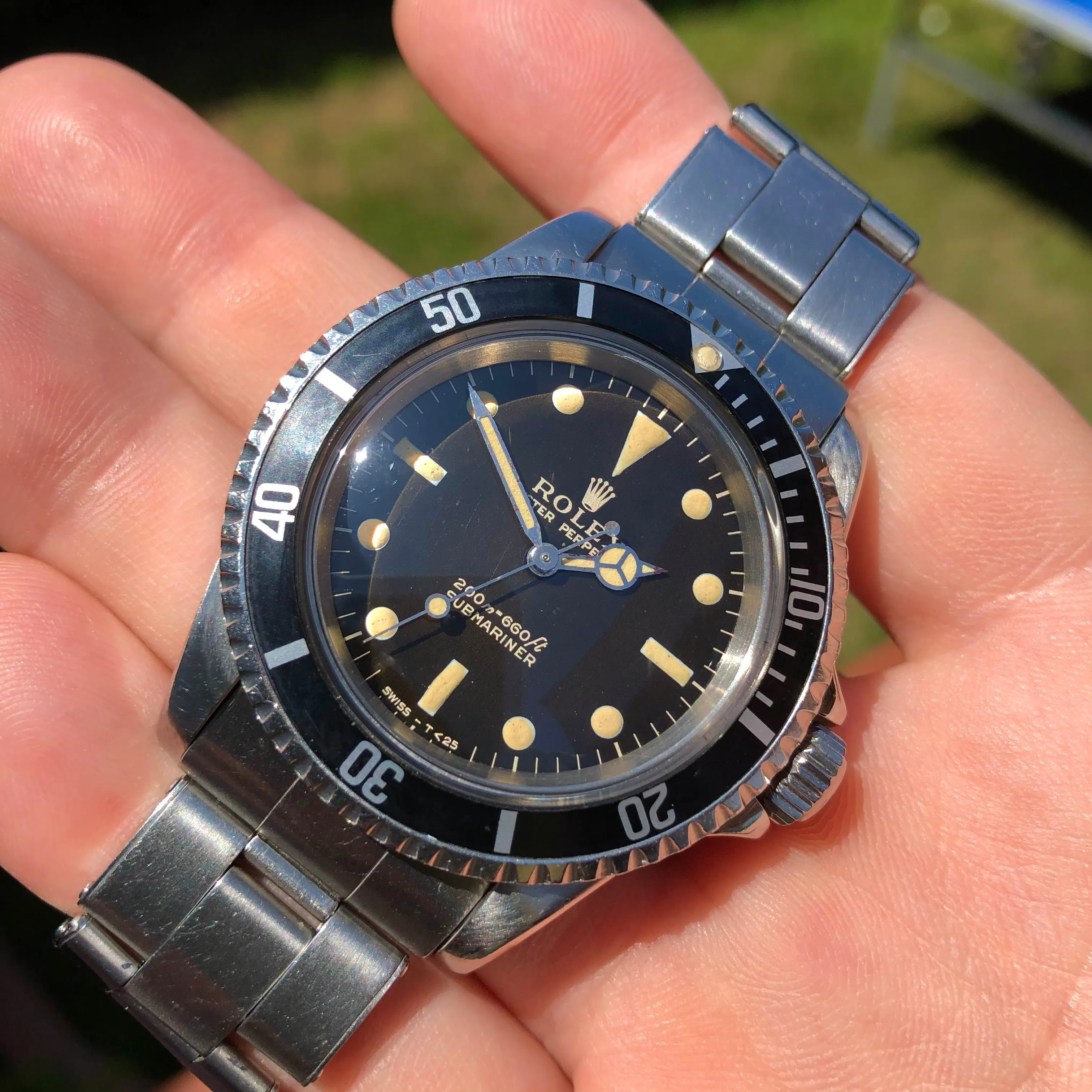1966 Rolex Submariner 5513 Meters First Gilt Glossy Fat Font Wristwatch