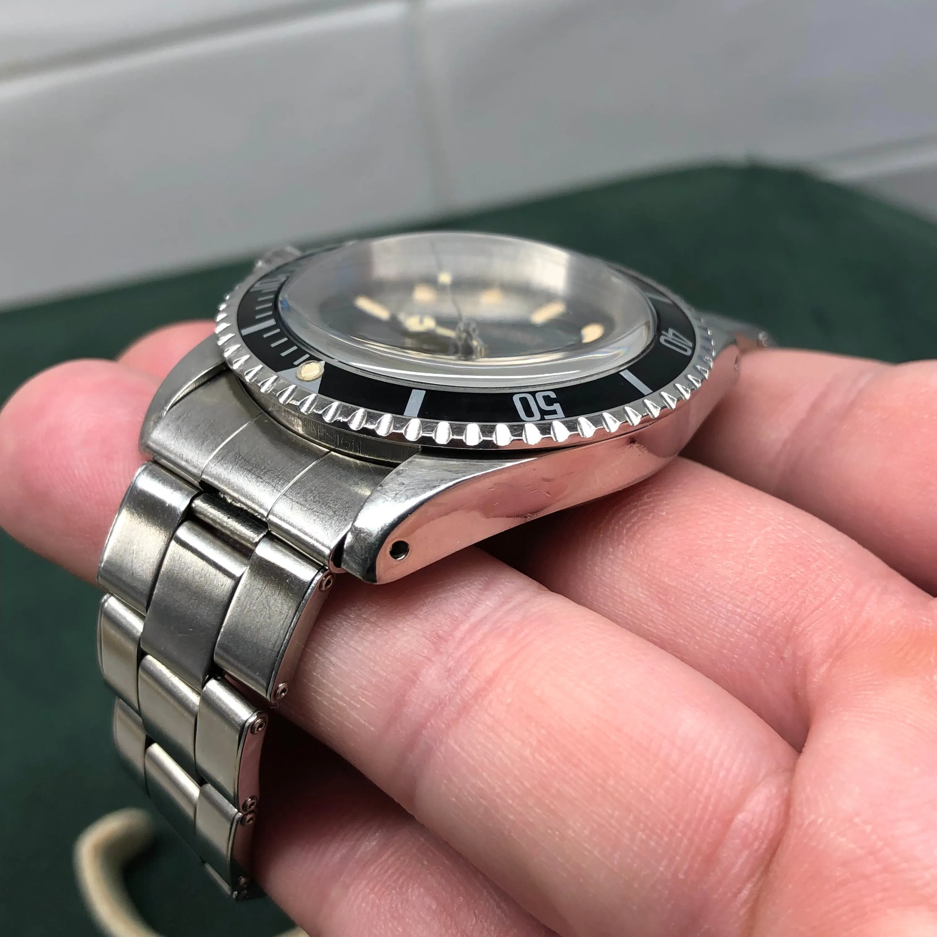 1966 Rolex Submariner 5513 Meters First Gilt Glossy Fat Font Wristwatch