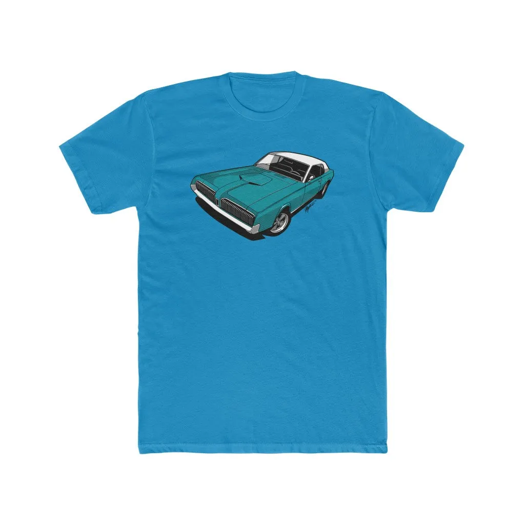 1967 Mercury Cougar Feral Cat Blue Men's Cotton Crew Tee