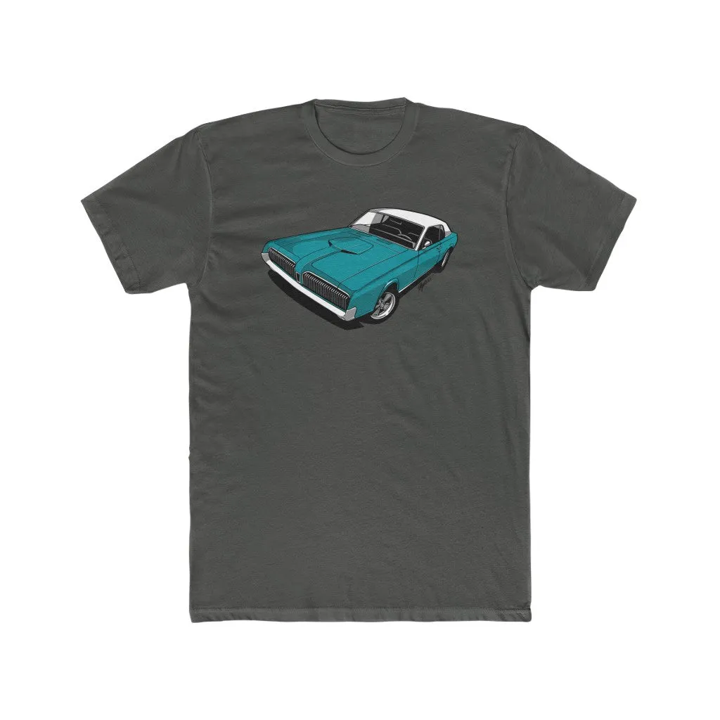 1967 Mercury Cougar Feral Cat Blue Men's Cotton Crew Tee