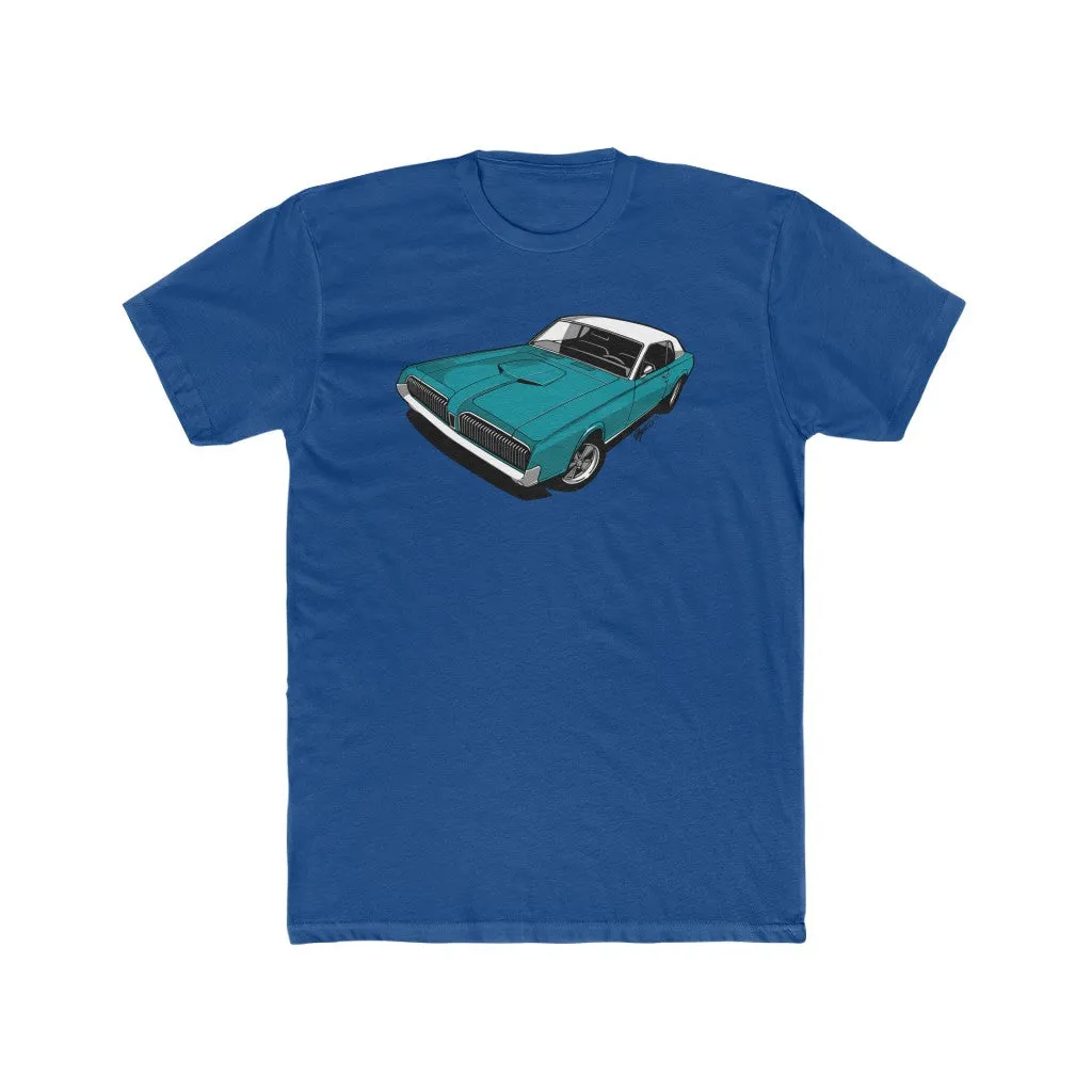 1967 Mercury Cougar Feral Cat Blue Men's Cotton Crew Tee