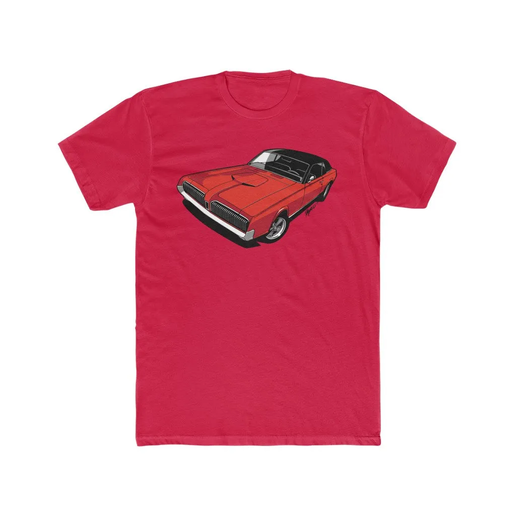 1967 Mercury Cougar Feral Cat Red Men's Cotton Crew Tee
