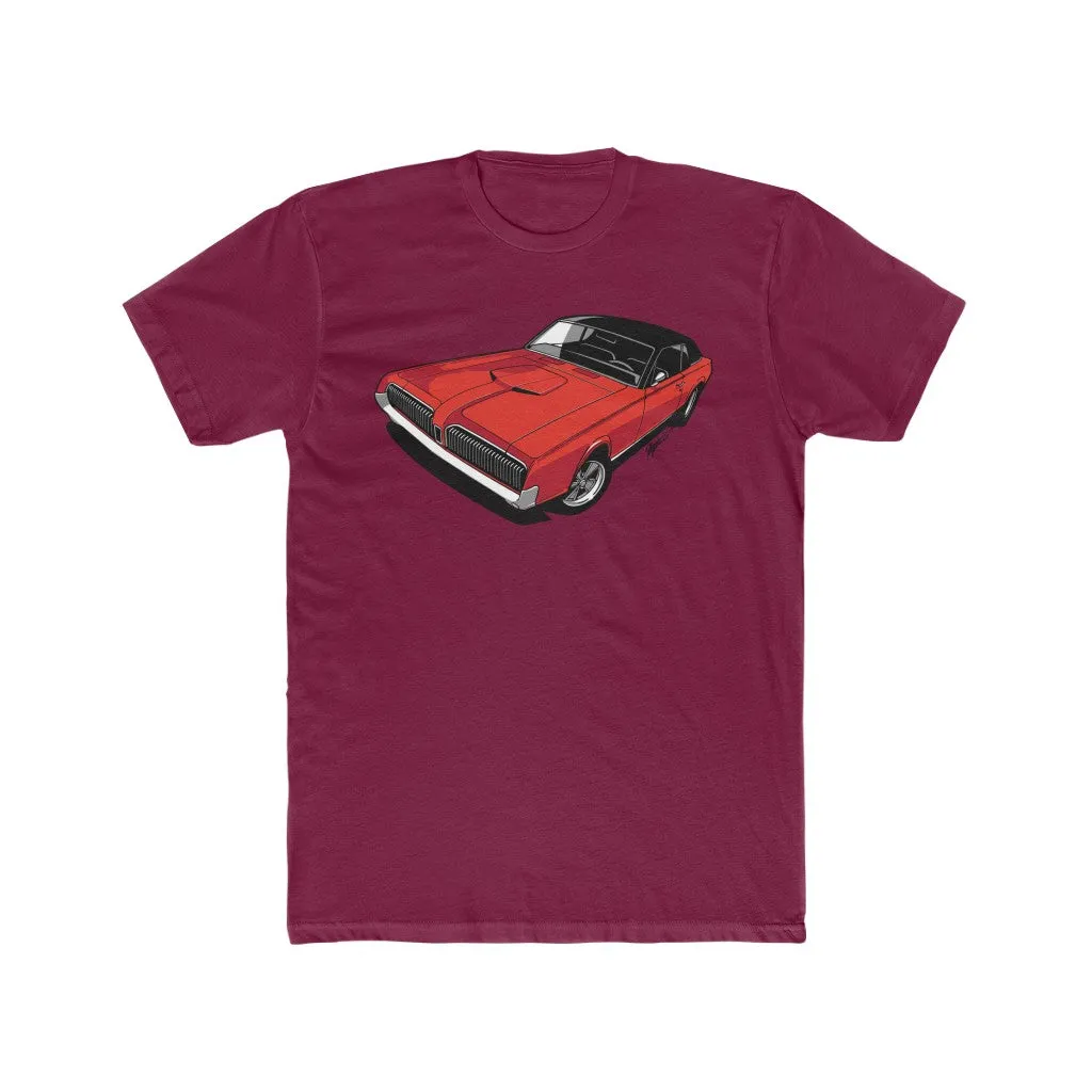 1967 Mercury Cougar Feral Cat Red Men's Cotton Crew Tee