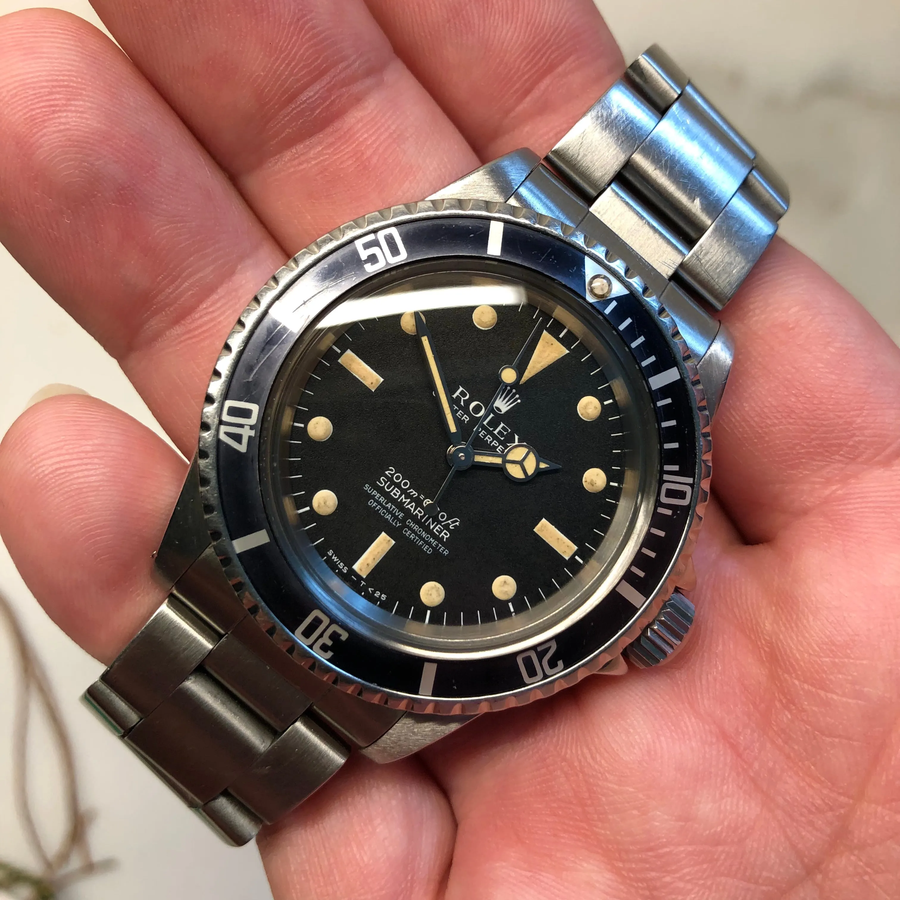 1967 Rolex Submariner 5512 Meters First Steel Wristwatch with Box Papers