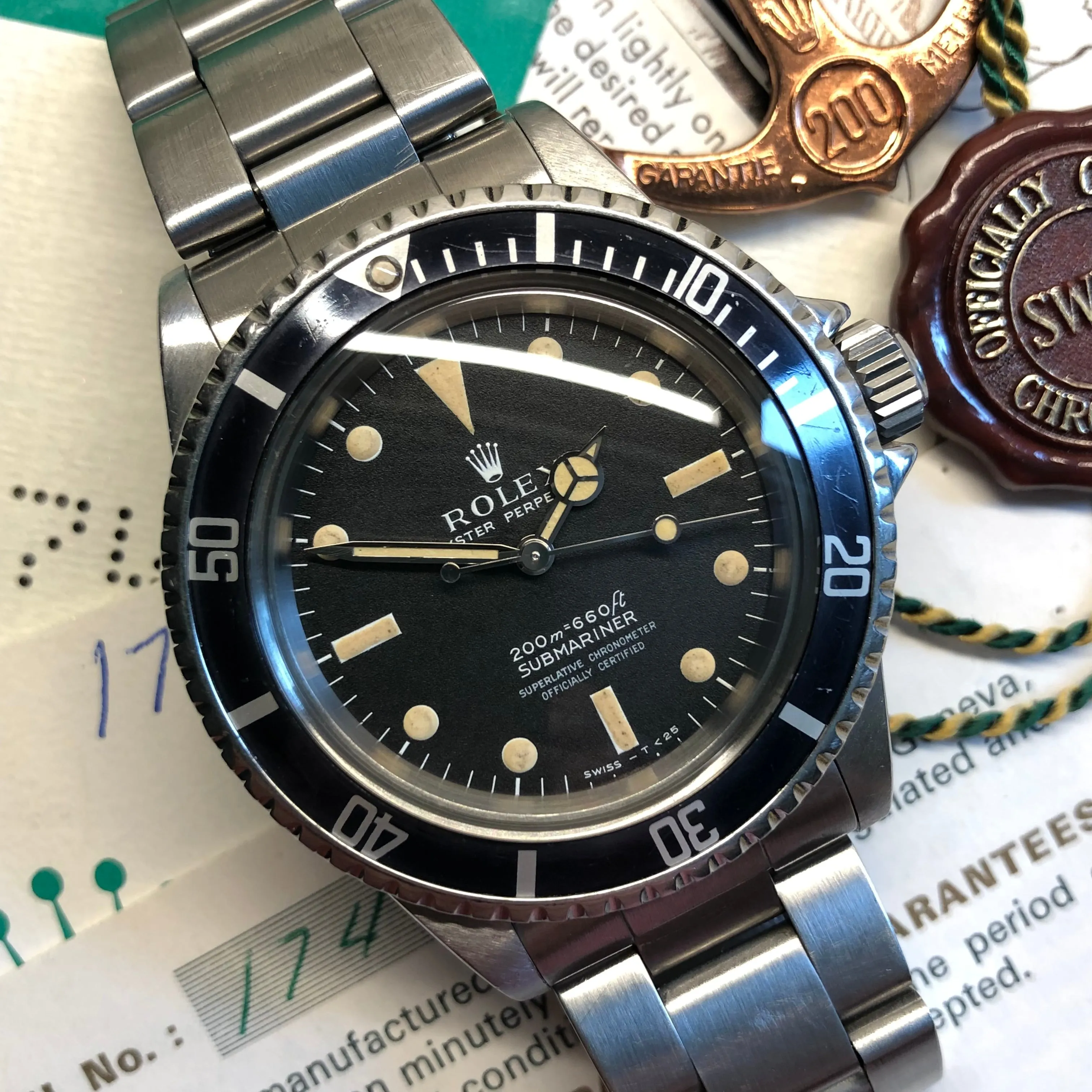 1967 Rolex Submariner 5512 Meters First Steel Wristwatch with Box Papers