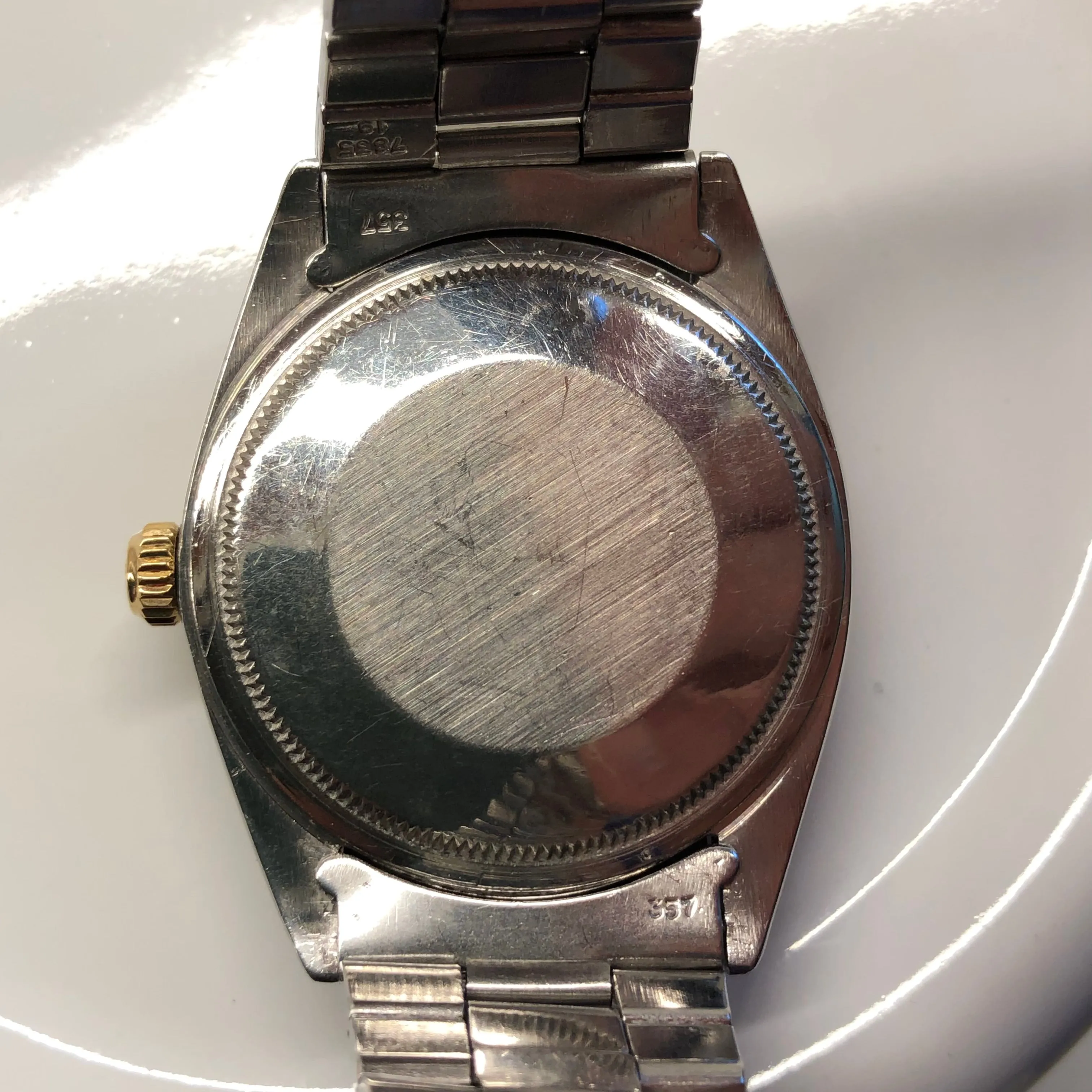1967 Rolex Zephyr 1008 Tropical Gilt Cross Hair Dial Steel Gold Automatic Wristwatch