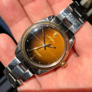 1967 Rolex Zephyr 1008 Tropical Gilt Cross Hair Dial Steel Gold Automatic Wristwatch