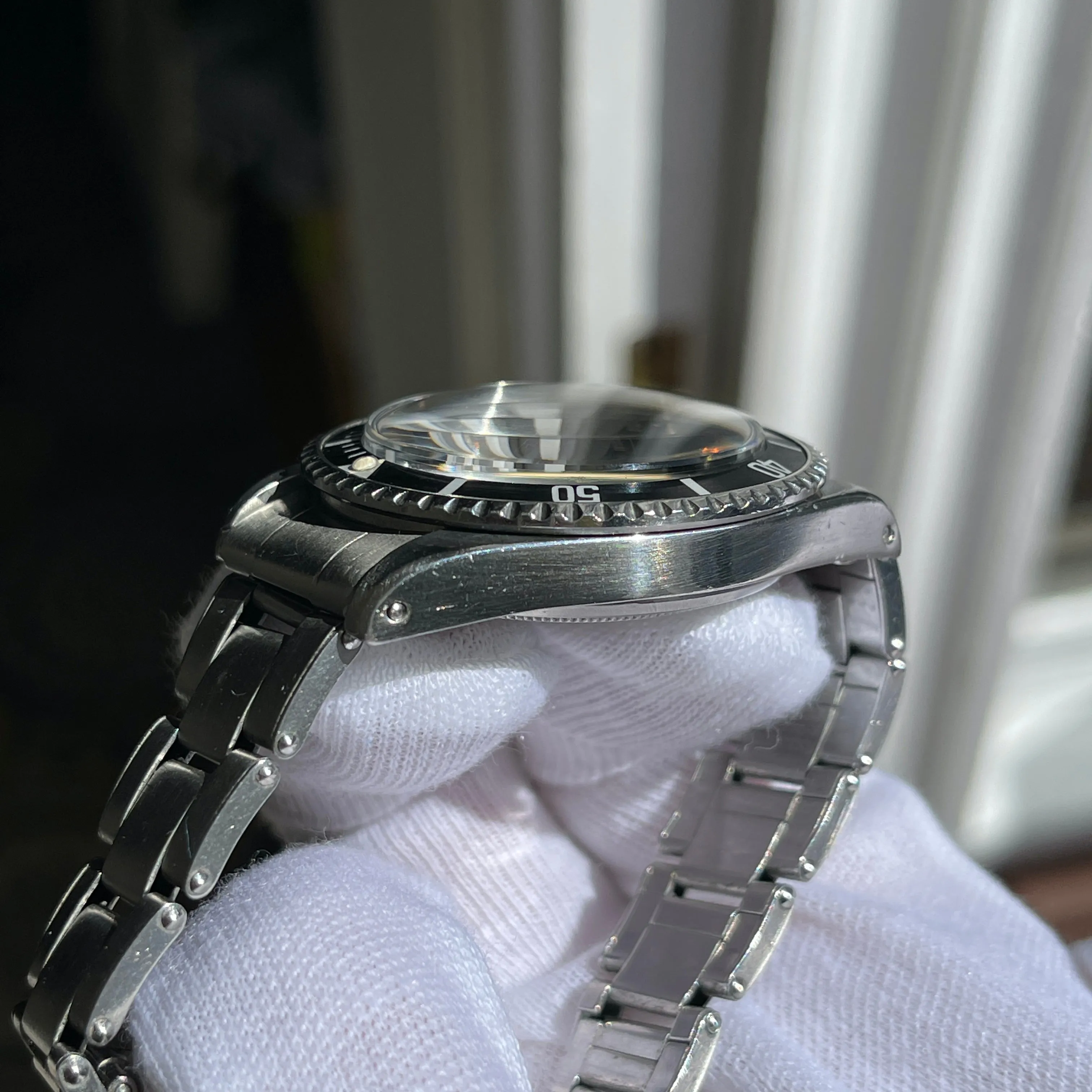 1967 Vintage Rolex Submariner 5513 Meters First Matte Black Fat Font Insert Wristwatch