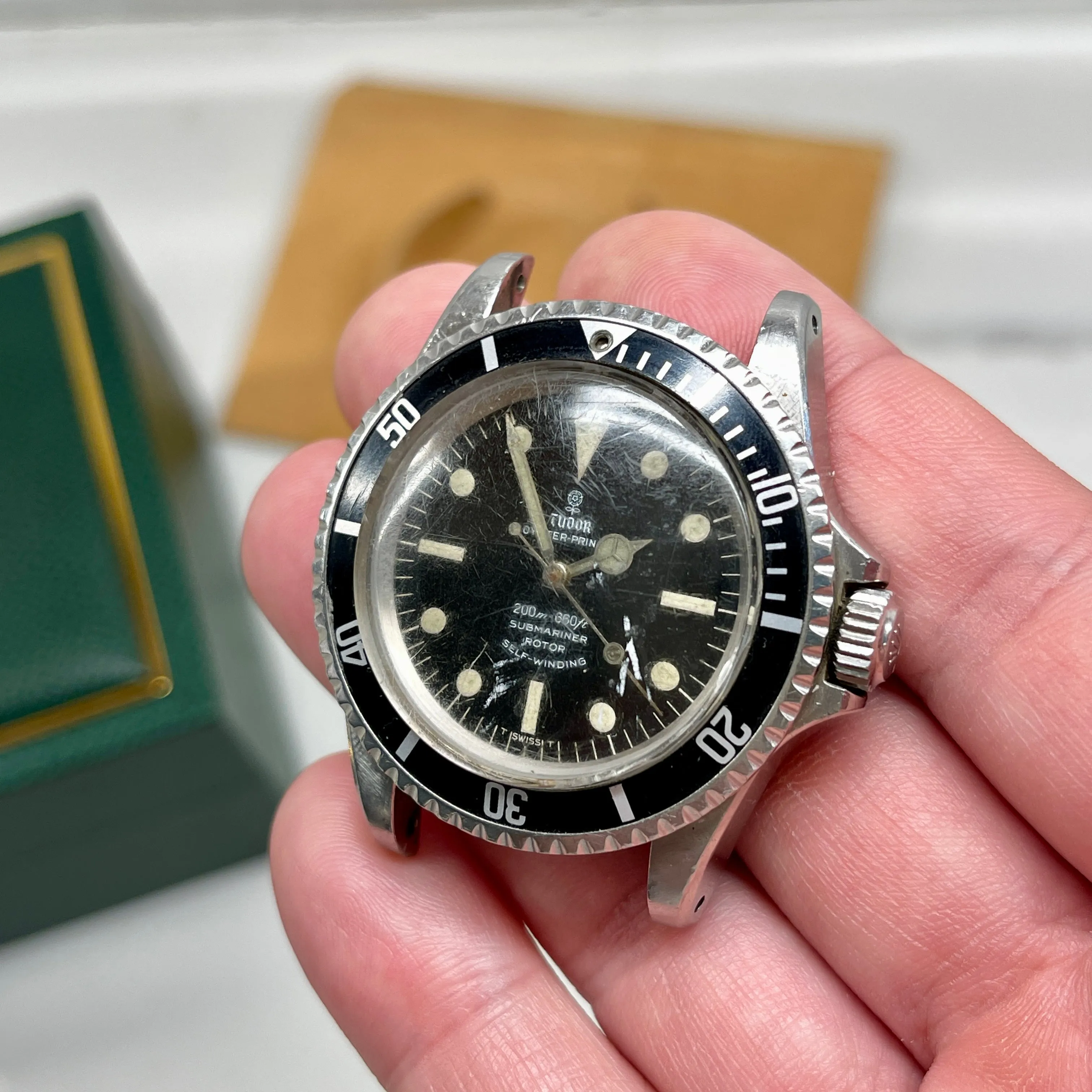 1967 Vintage Tudor Submariner 7928 Oyster Prince Small Rose Automatic Fat Font Wristwatch "Barn Find"
