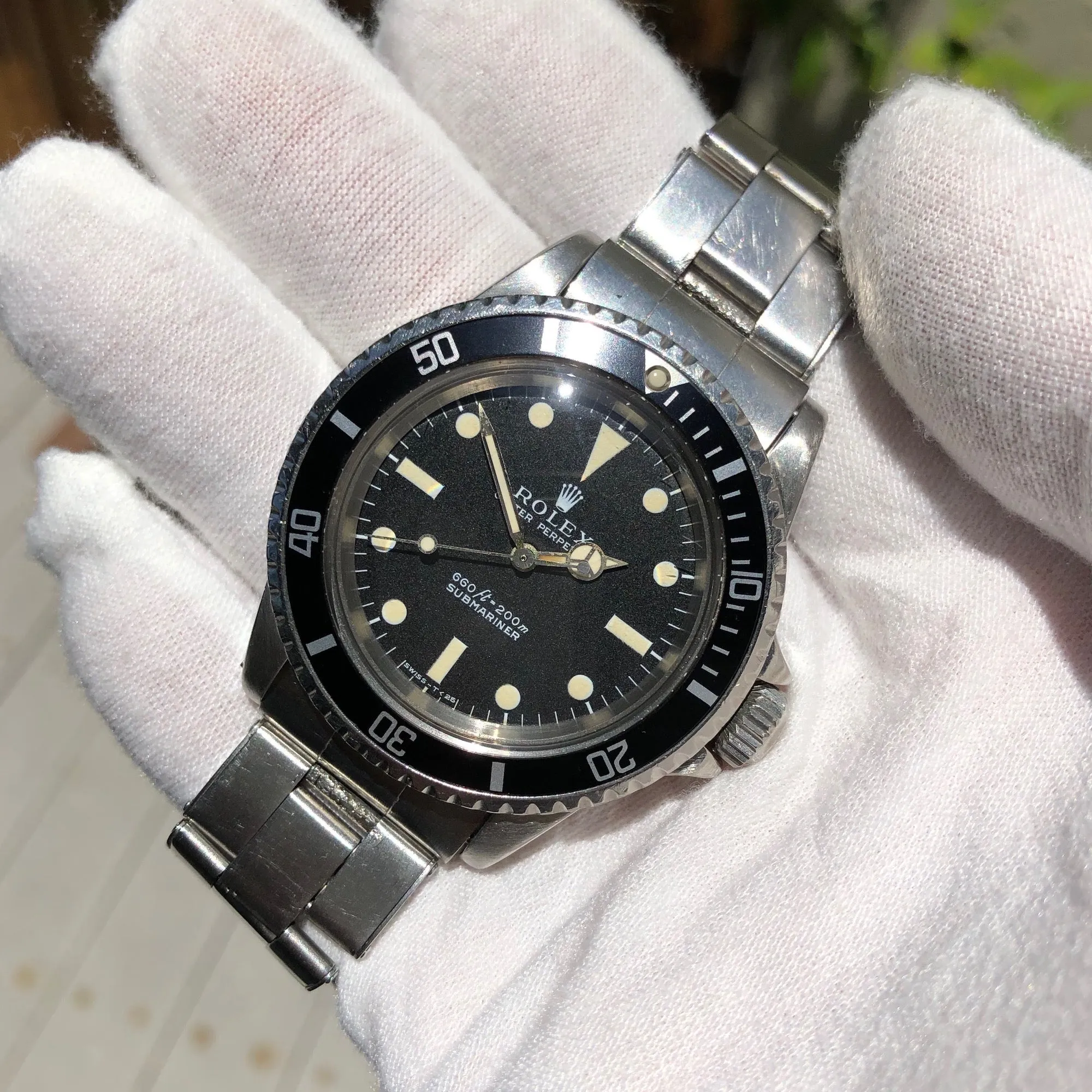 1968 Rolex Submariner 5513 Matte Black Non Serif Dial Wristwatch Circa 1968