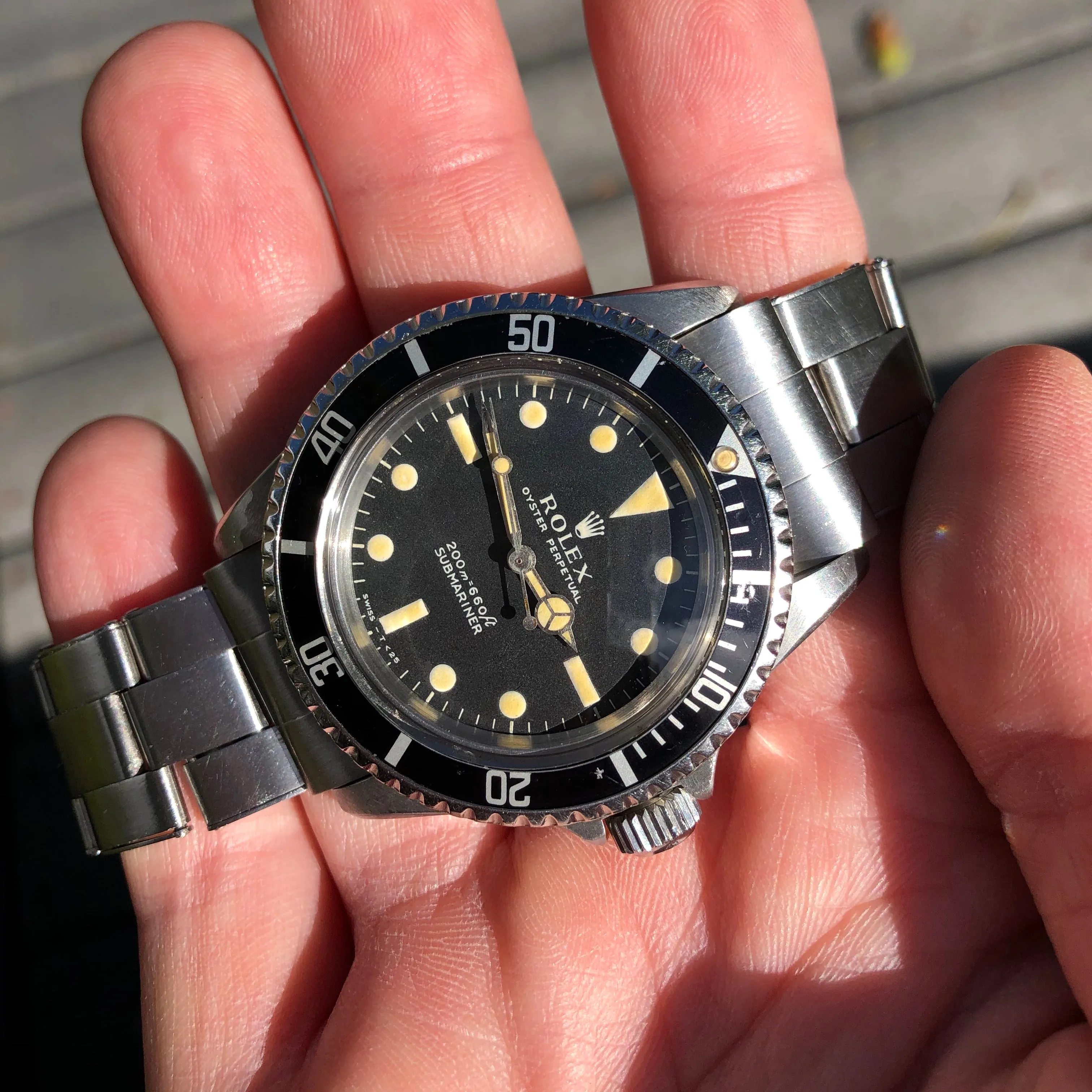1968 Rolex Submariner 5513 Meters First Dial Matte Black Wristwatch Box Papers