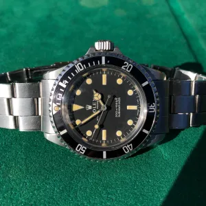1968 Rolex Submariner 5513 Meters First Dial Matte Black Wristwatch Box Papers