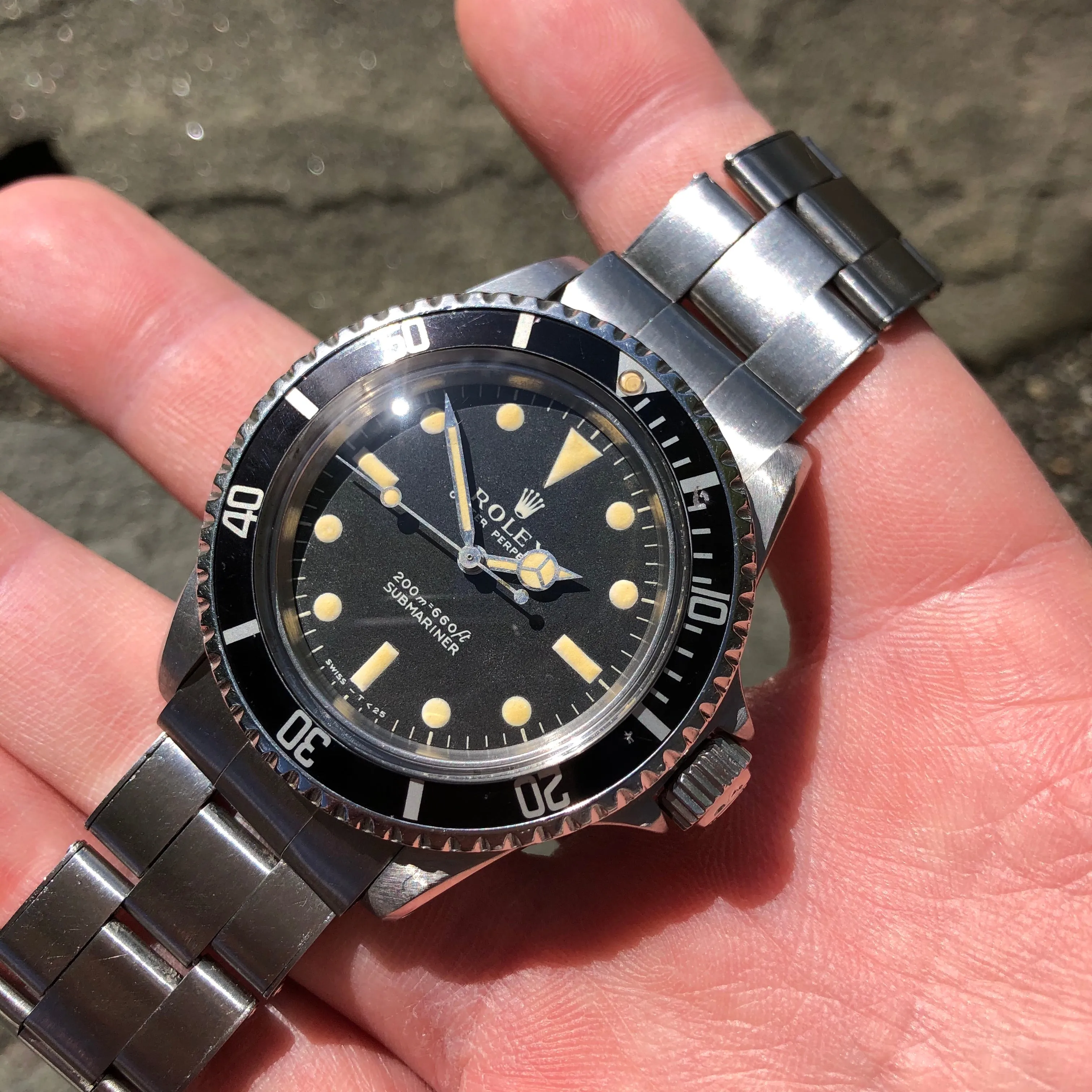 1968 Rolex Submariner 5513 Meters First Dial Matte Black Wristwatch Box Papers