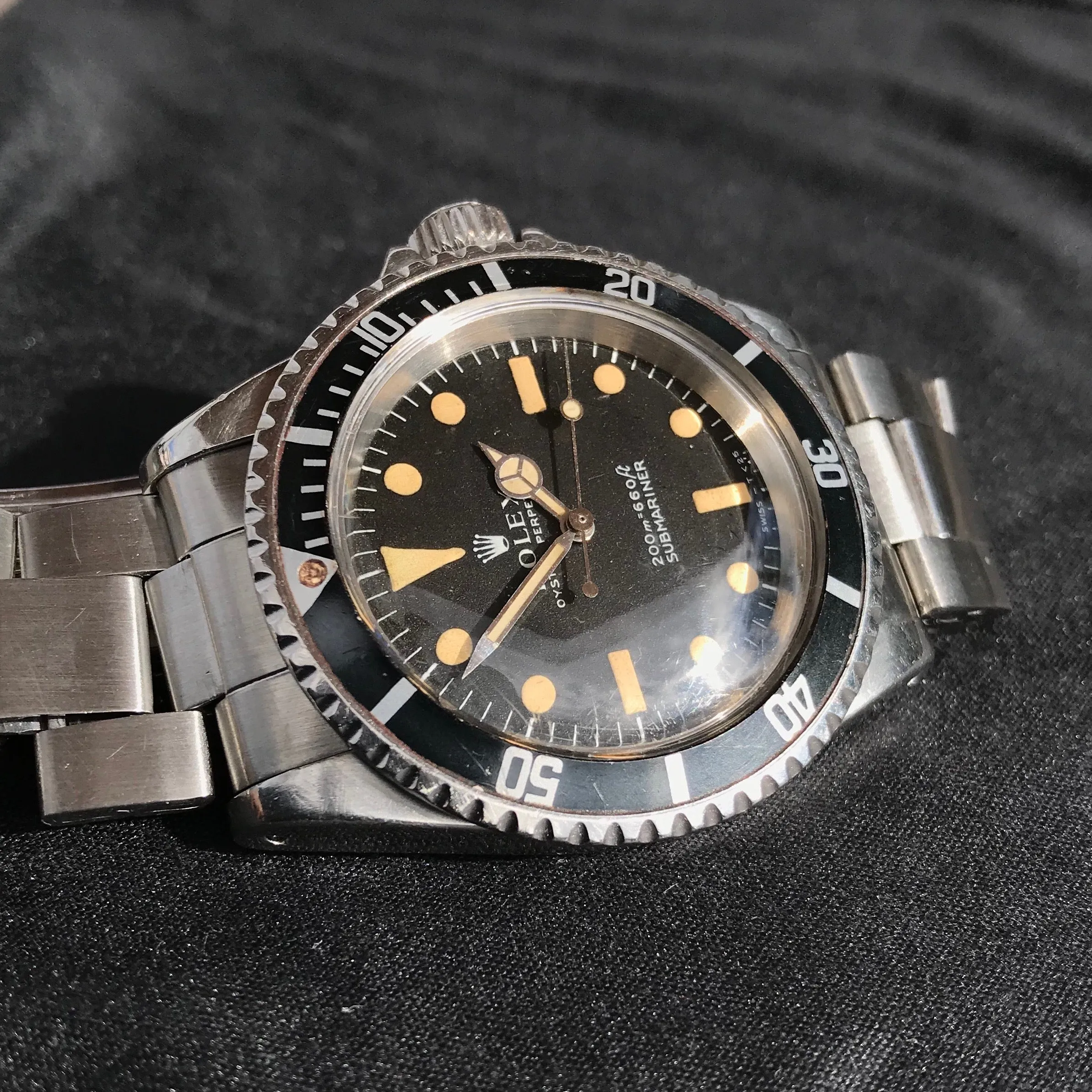 1968 Rolex Submariner 5513 Meters First Honey Patina Pat Pending Automatic Wristwatch