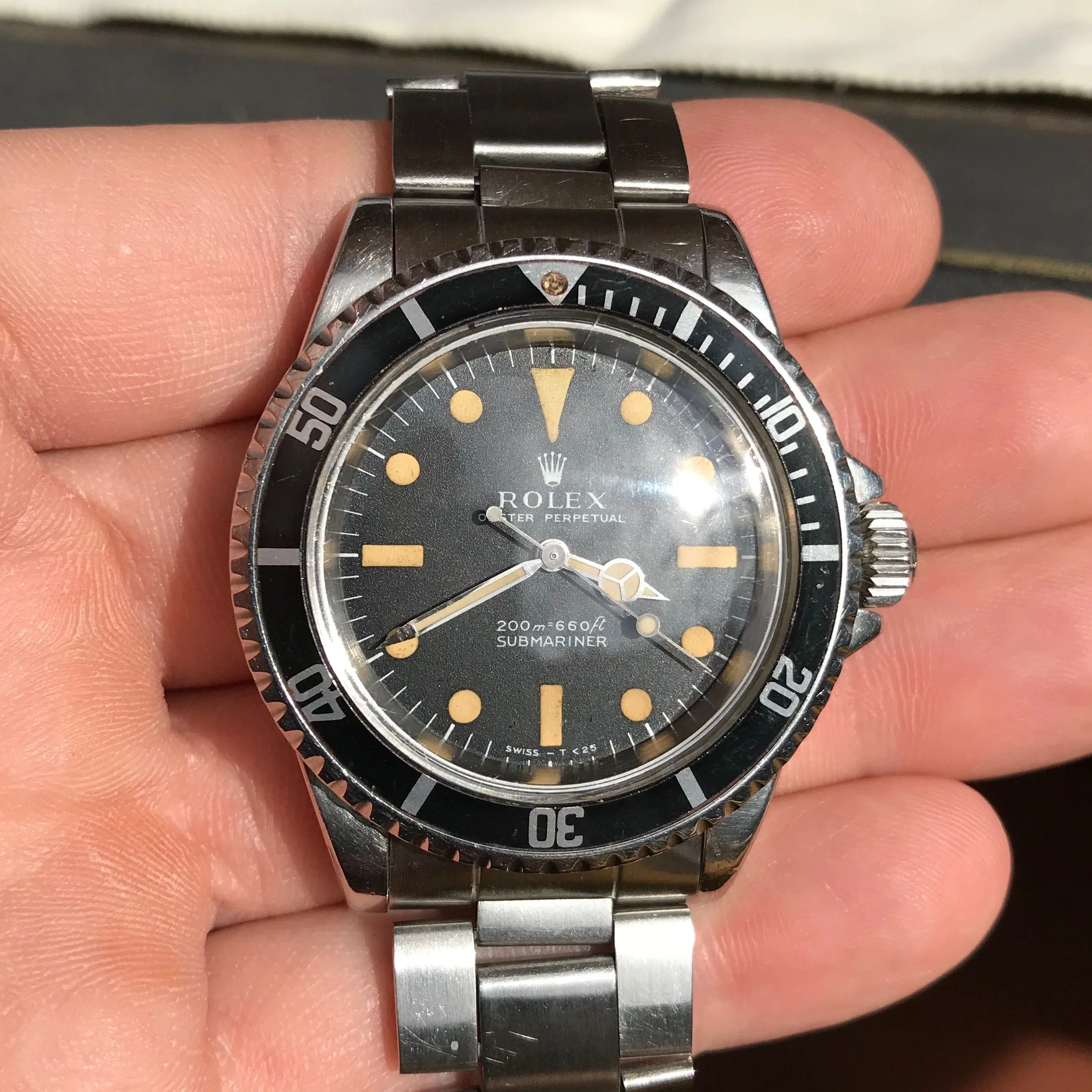 1968 Rolex Submariner 5513 Meters First Honey Patina Pat Pending Automatic Wristwatch