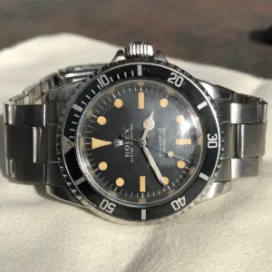 1968 Rolex Submariner 5513 Meters First Honey Patina Pat Pending Automatic Wristwatch