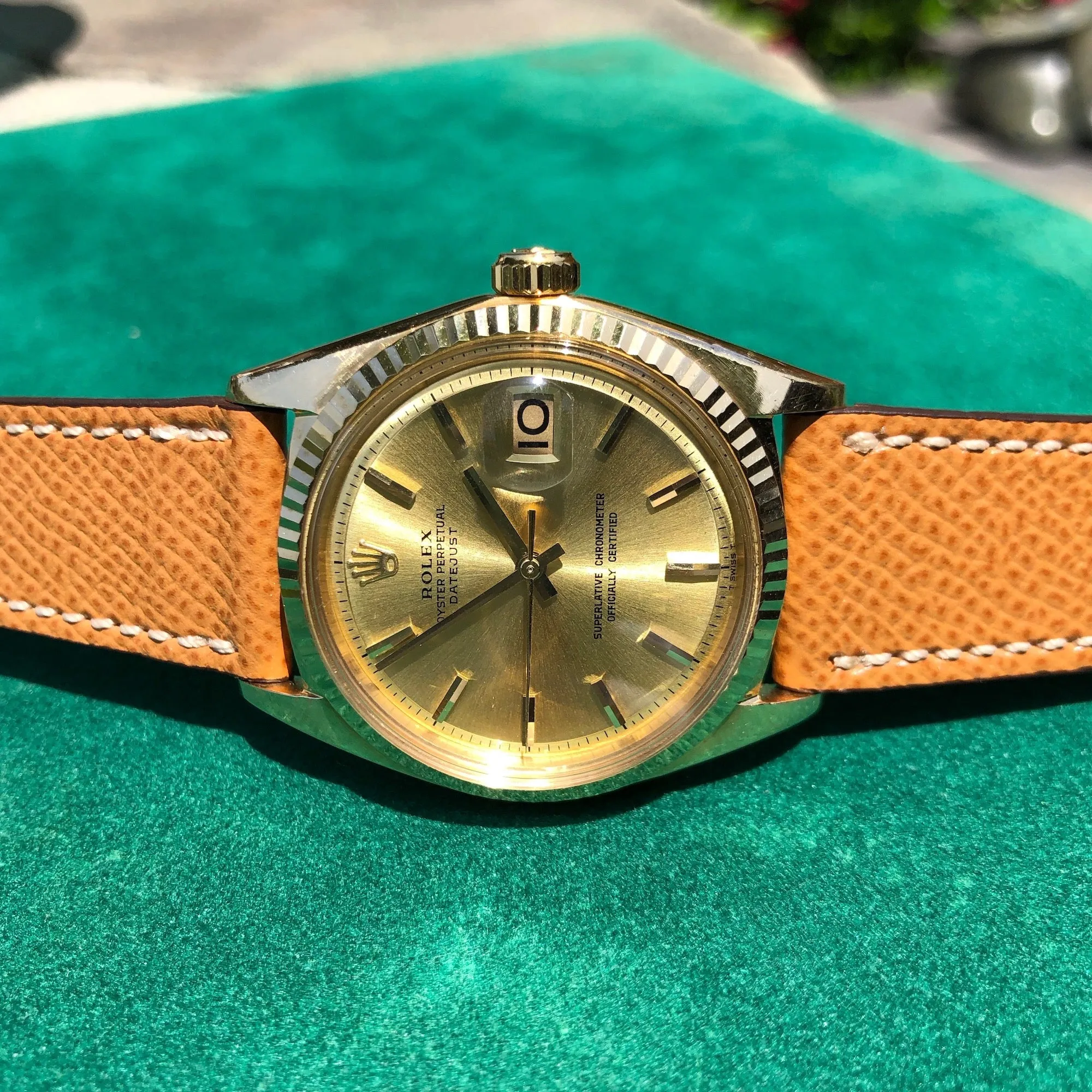 1969 Vintage Rolex Datejust 1601 18K Yellow Gold Champagne Automatic Wristwatch Guarantee Booklets