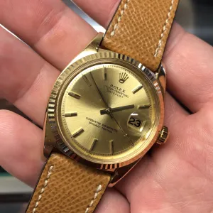1969 Vintage Rolex Datejust 1601 18K Yellow Gold Champagne Automatic Wristwatch Guarantee Booklets