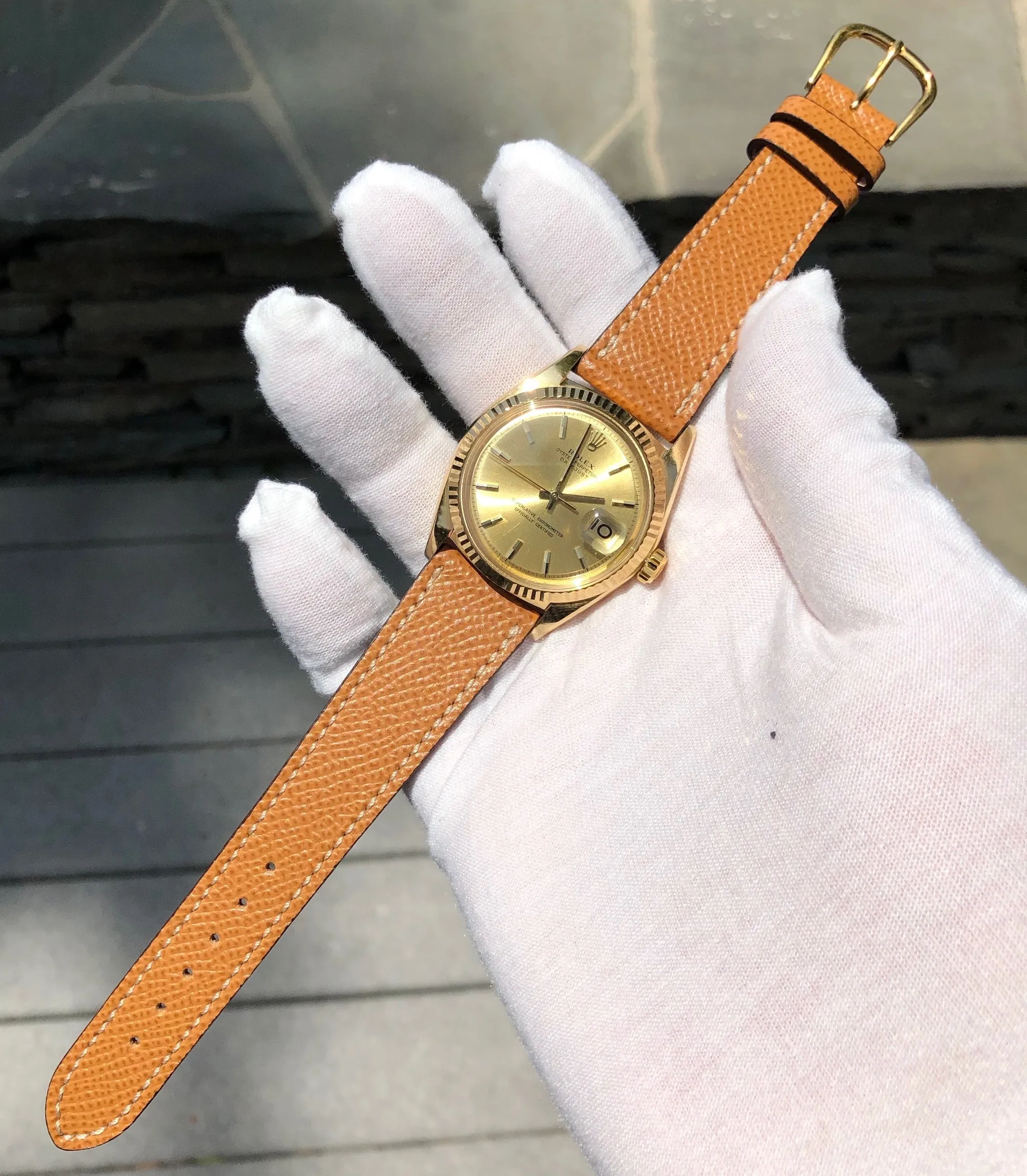 1969 Vintage Rolex Datejust 1601 18K Yellow Gold Champagne Automatic Wristwatch Guarantee Booklets