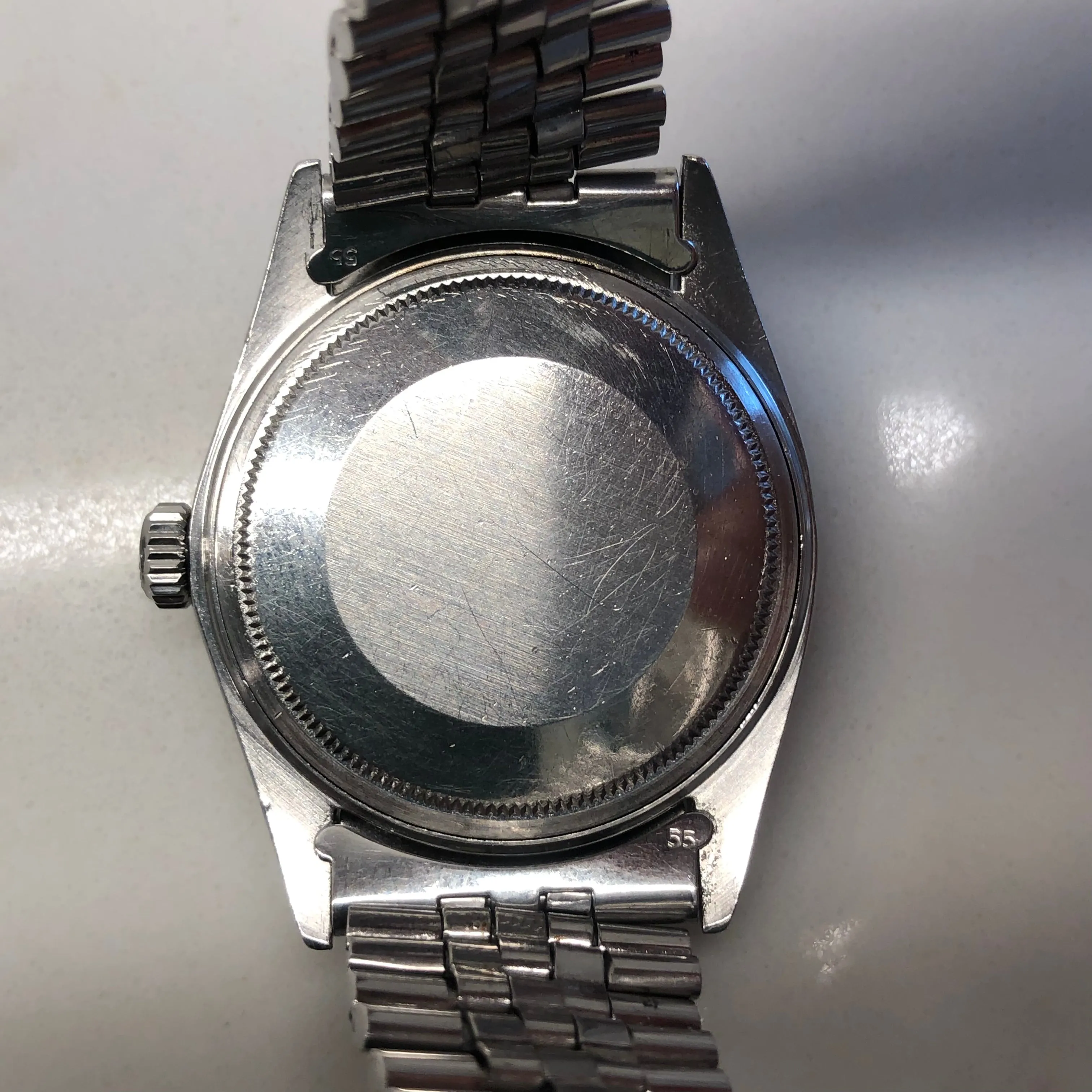 1970 Rolex Datejust 1601 Lavender Dial Steel Jubilee Fluted Automatic Wristwatch