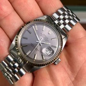 1970 Rolex Datejust 1601 Lavender Dial Steel Jubilee Fluted Automatic Wristwatch
