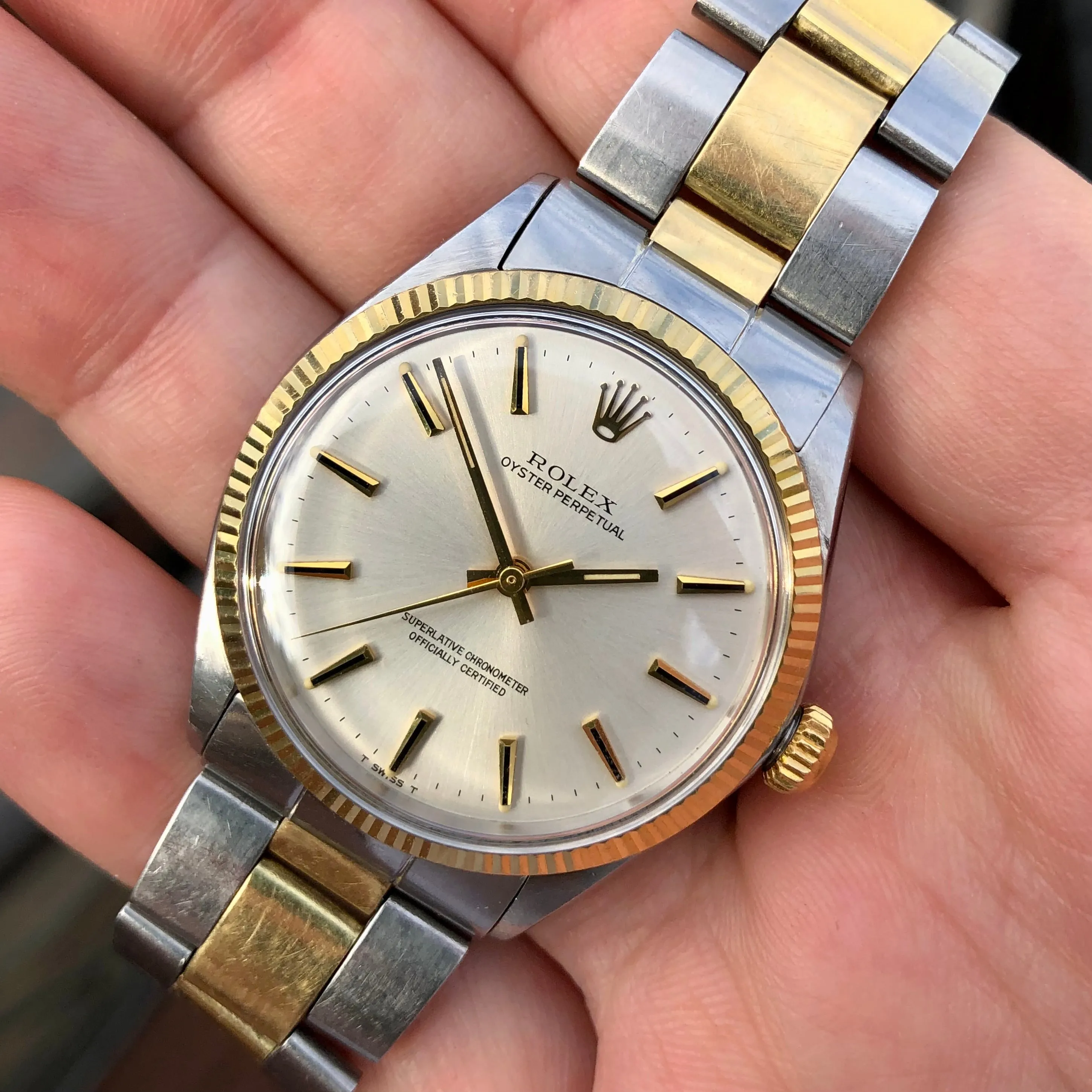 1970 Rolex Oyster Perpetual 1005 Two Tone Automatic Wristwatch