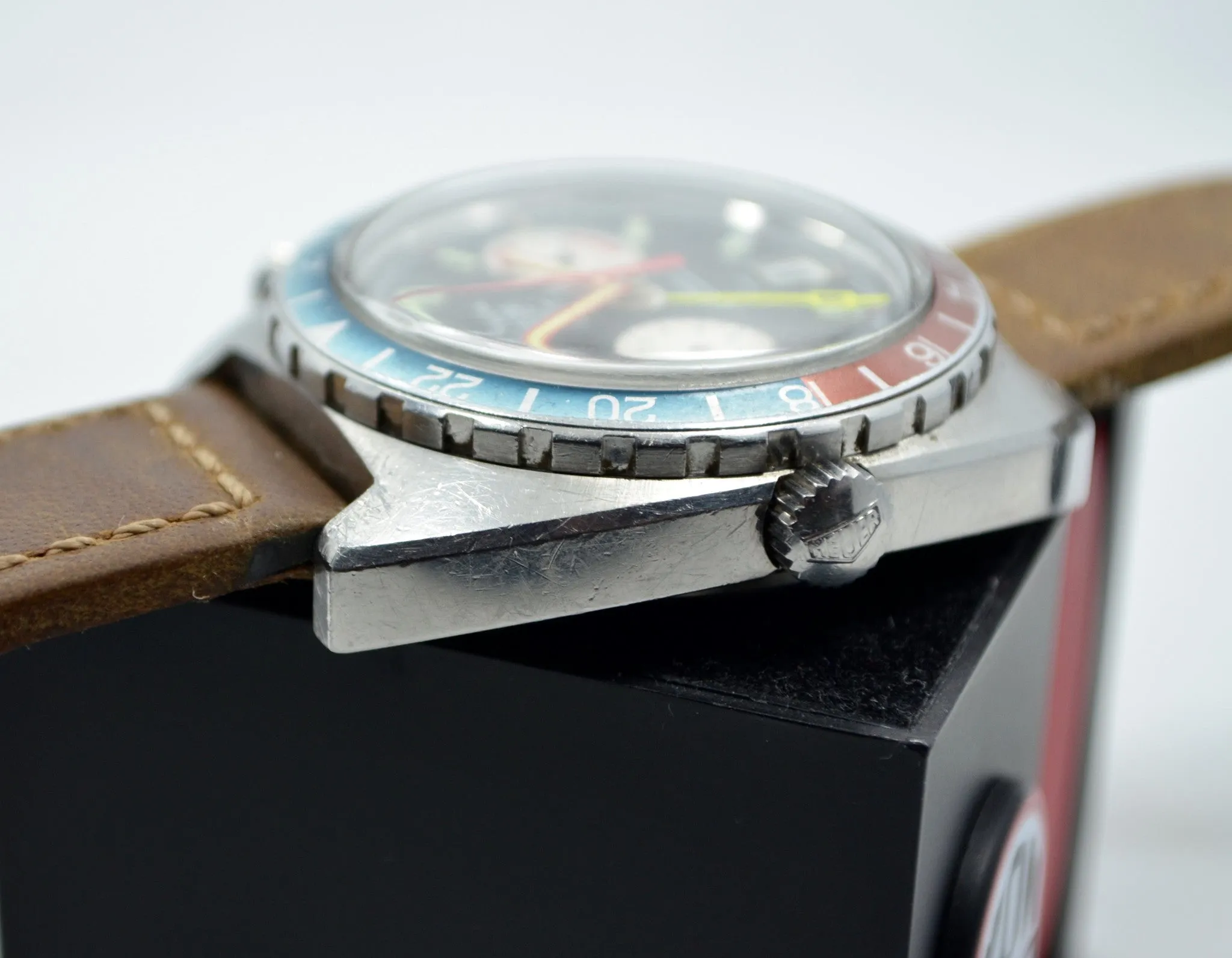 1970's Heuer Autavia GMT 1163 Cal. 14 Automatic Steel Chronograph Wristwatch