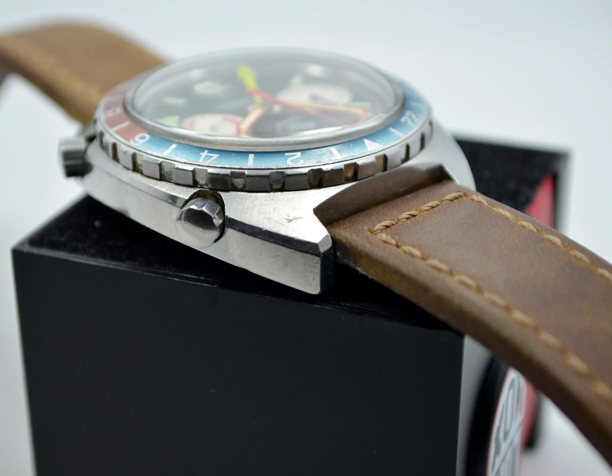 1970's Heuer Autavia GMT 1163 Cal. 14 Automatic Steel Chronograph Wristwatch