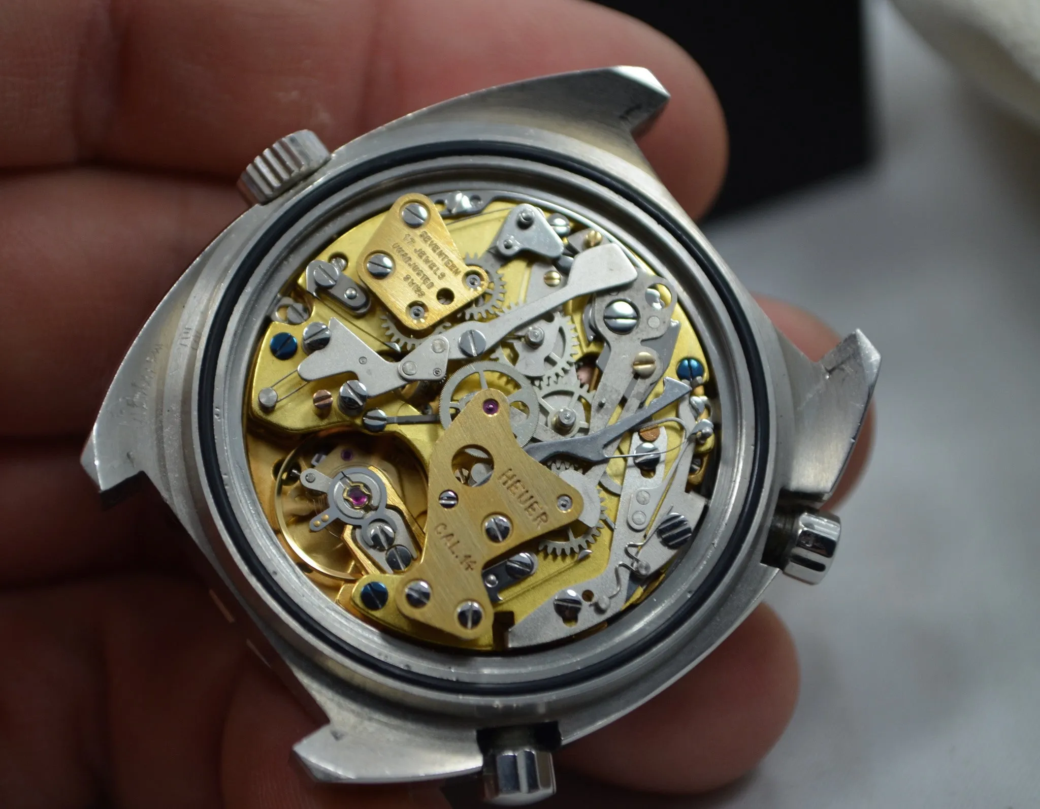 1970s Heuer Autavia GMT 11630 Cal. 14 Automatic Steel Chronograph Wristwatch