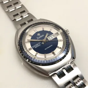 1970s Zodaic SST 36000 Blue 862 951 Vintage Automatic Wristwatch Old Stock