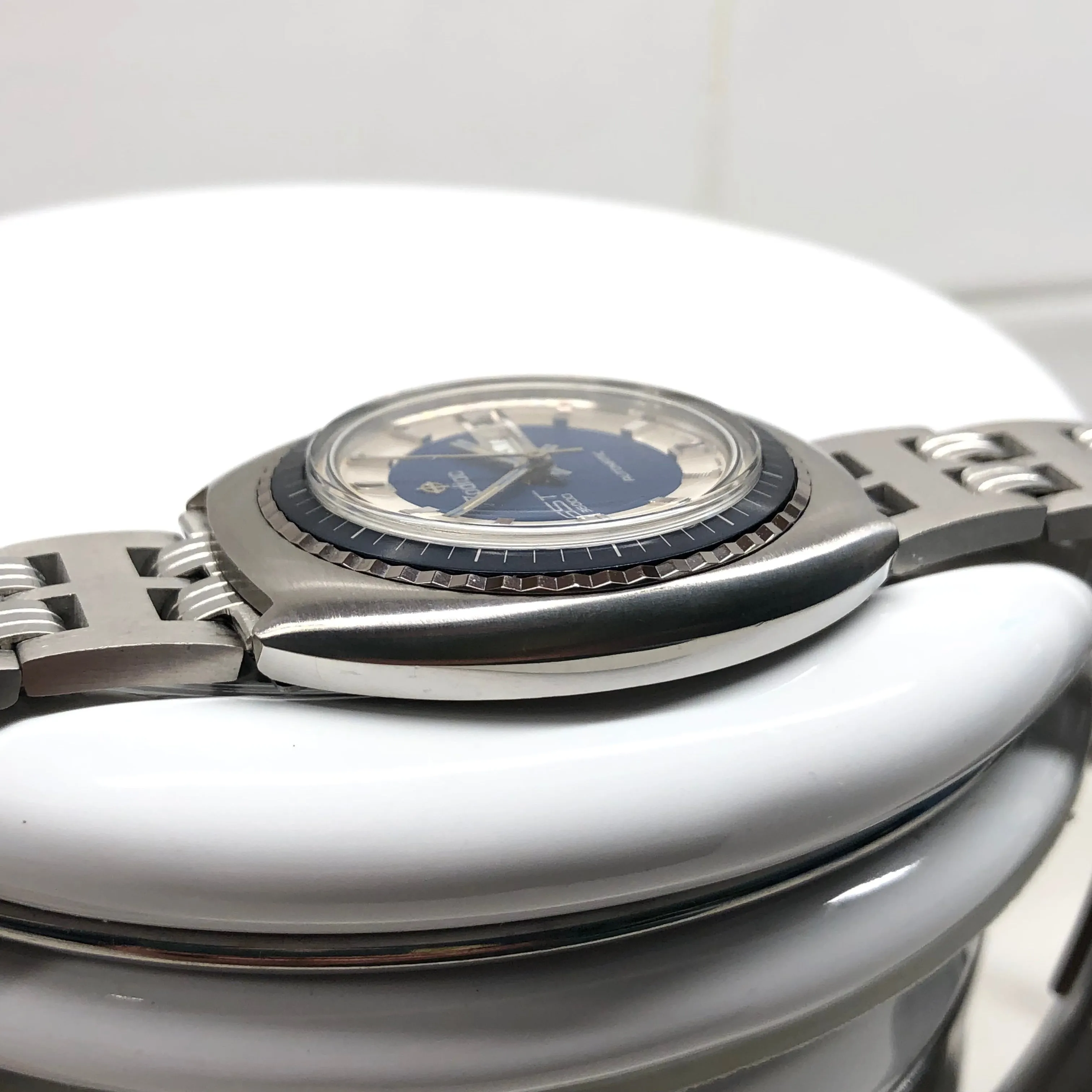 1970s Zodaic SST 36000 Blue 862 951 Vintage Automatic Wristwatch Old Stock