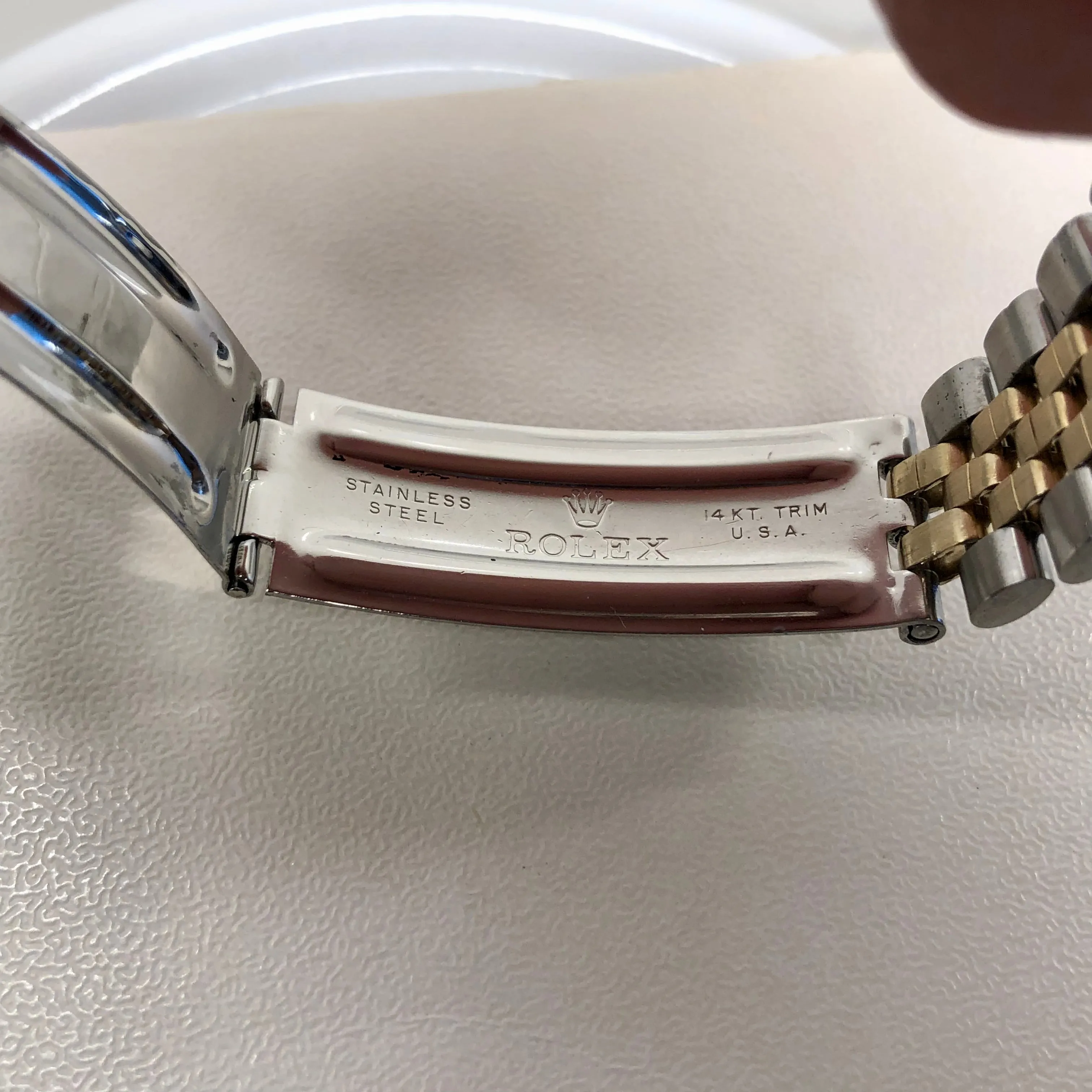 1971 Rolex Datejust 1601 Silver Linen Two Tone Jubilee Automatic Wristwatch with Punched Papers