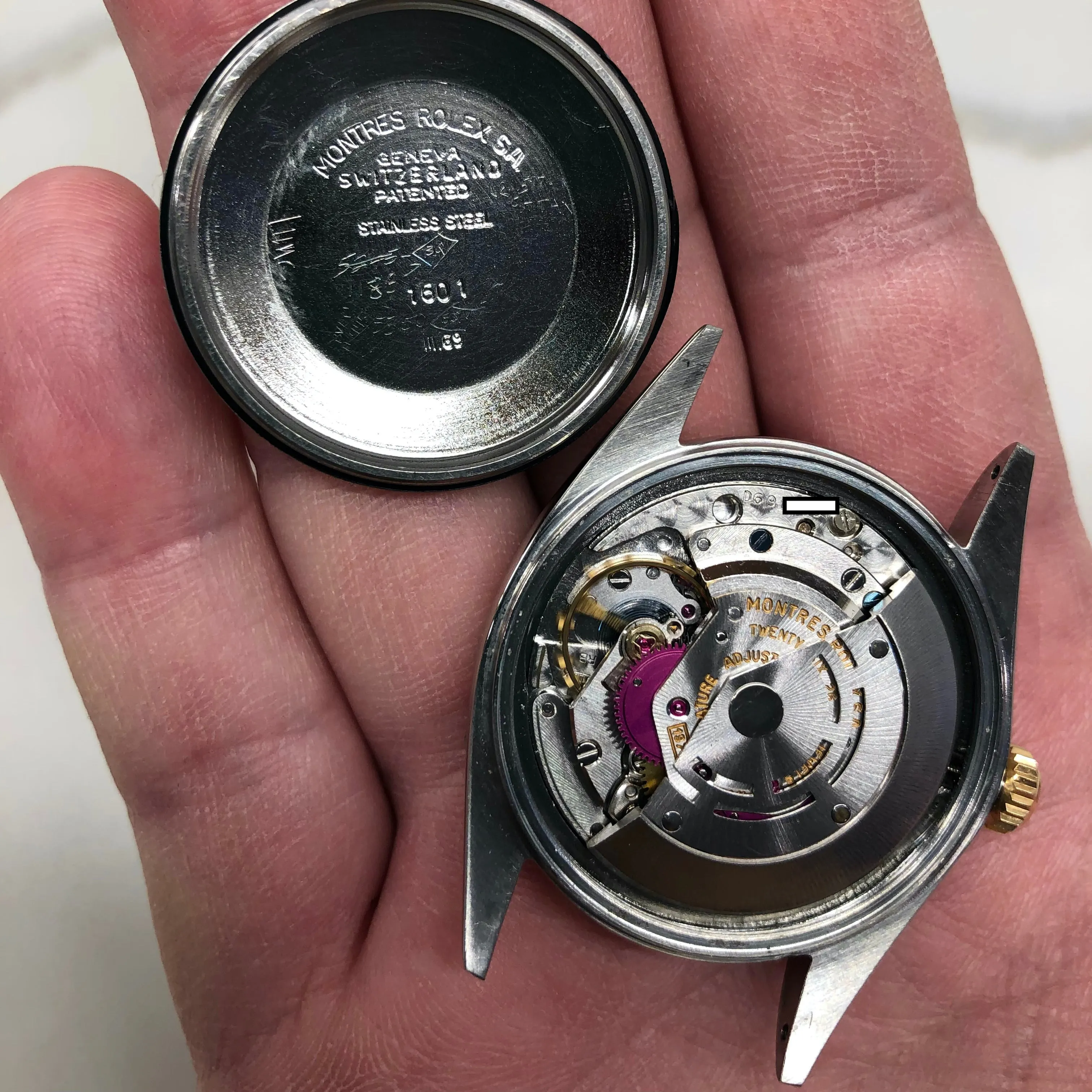 1971 Rolex Datejust 1601 Silver Linen Two Tone Jubilee Automatic Wristwatch with Punched Papers