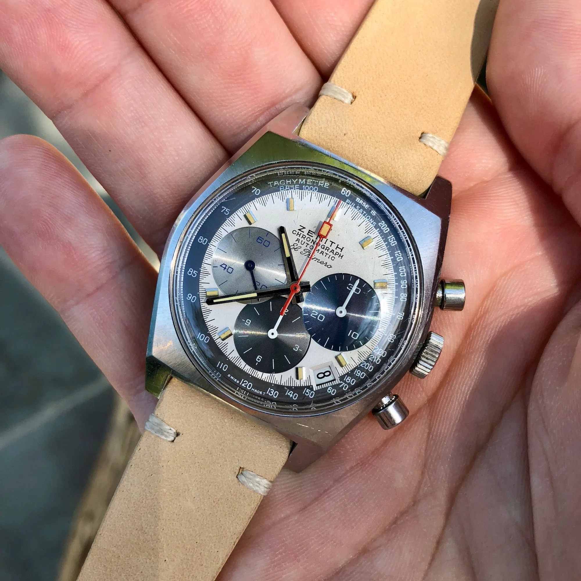1971 Zenith El Primero A3817 Stainless Steel Automatic Chronograph Wristwatch