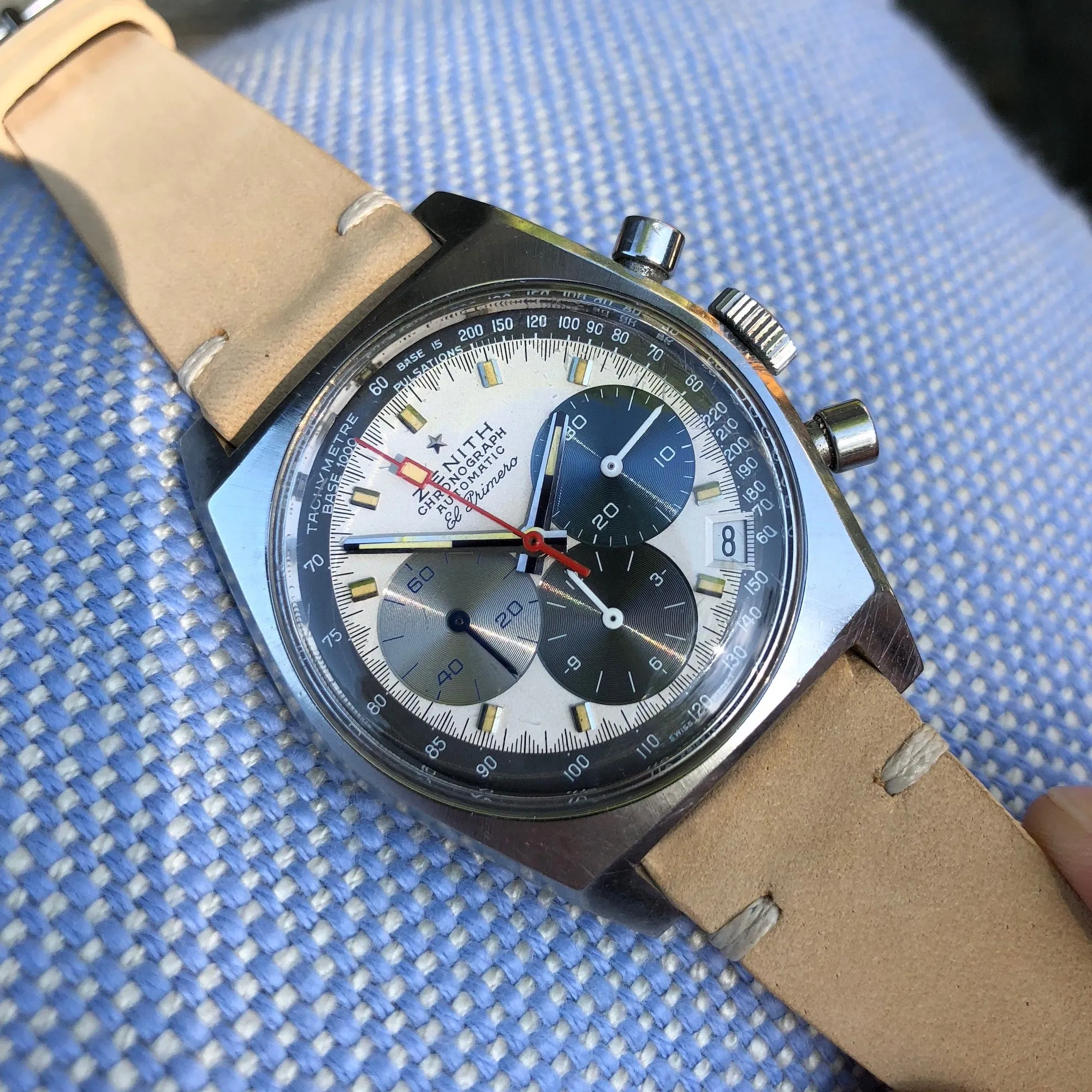 1971 Zenith El Primero A3817 Stainless Steel Automatic Chronograph Wristwatch