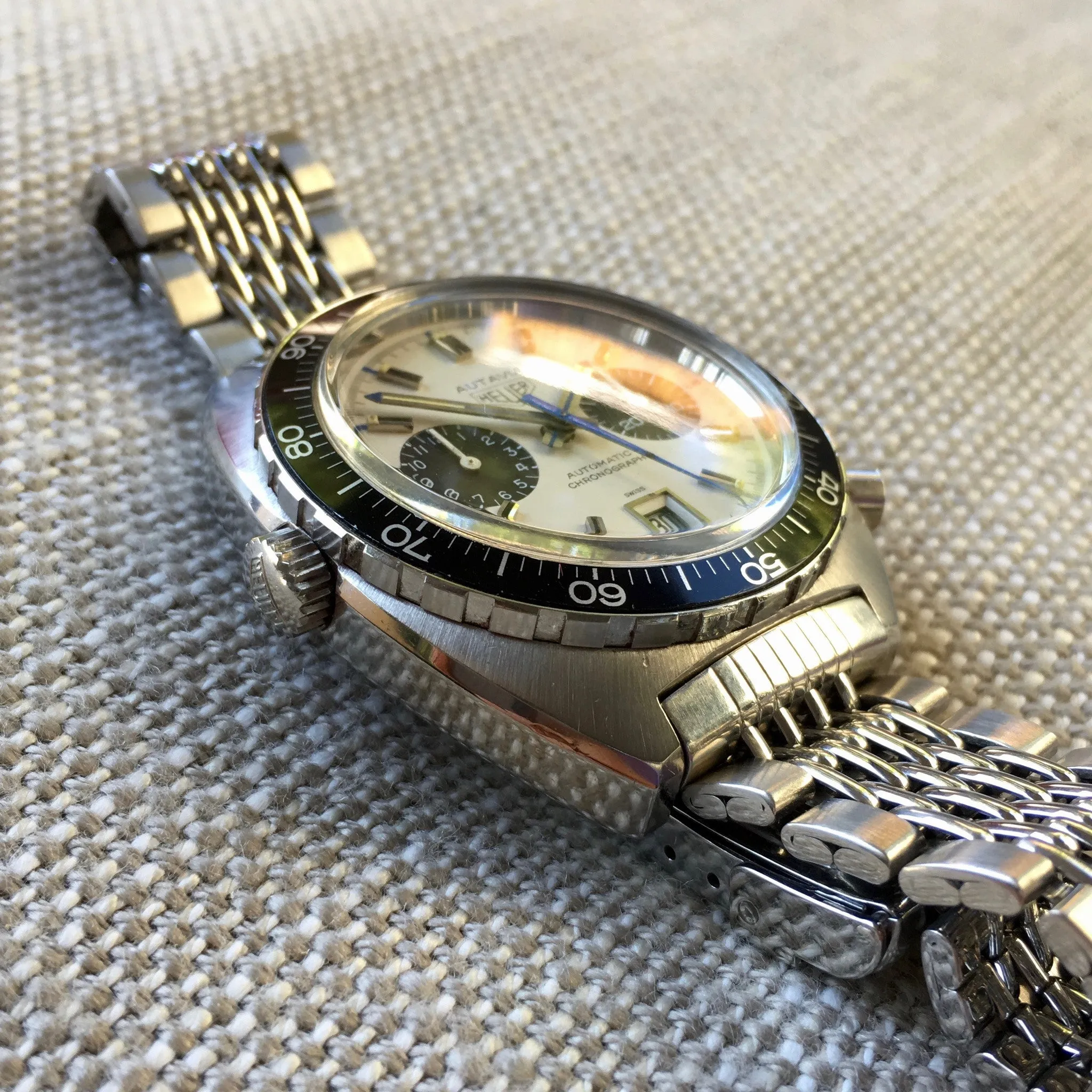 1972 Heuer Autavia 1163 Jo Siffert Decimal Bezel Steel Chronograph Mk. 6 Cal. 11 Watch